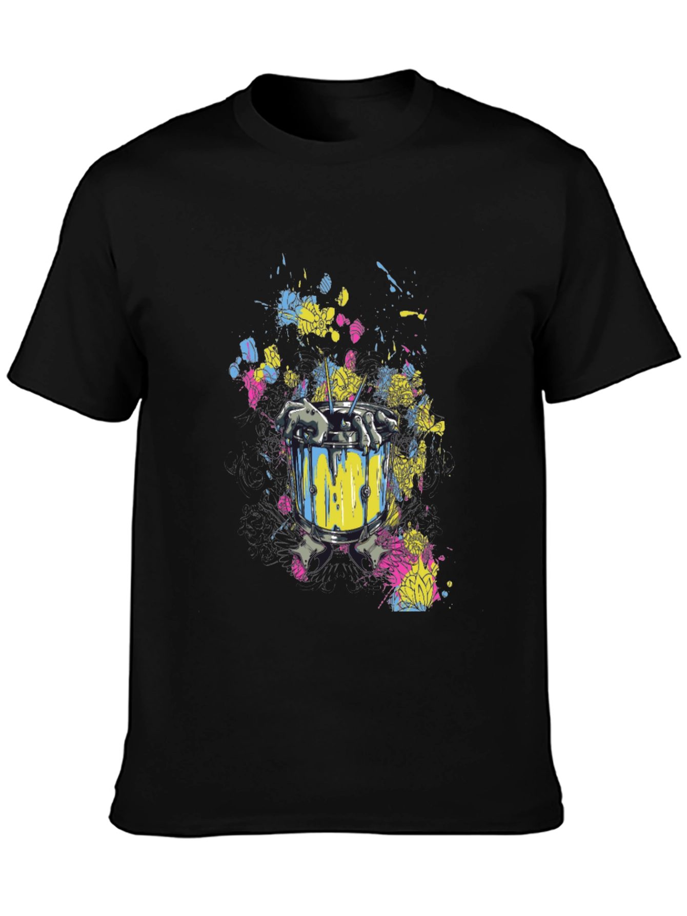Drum & Skeleton Hands Graphic T-Shirt