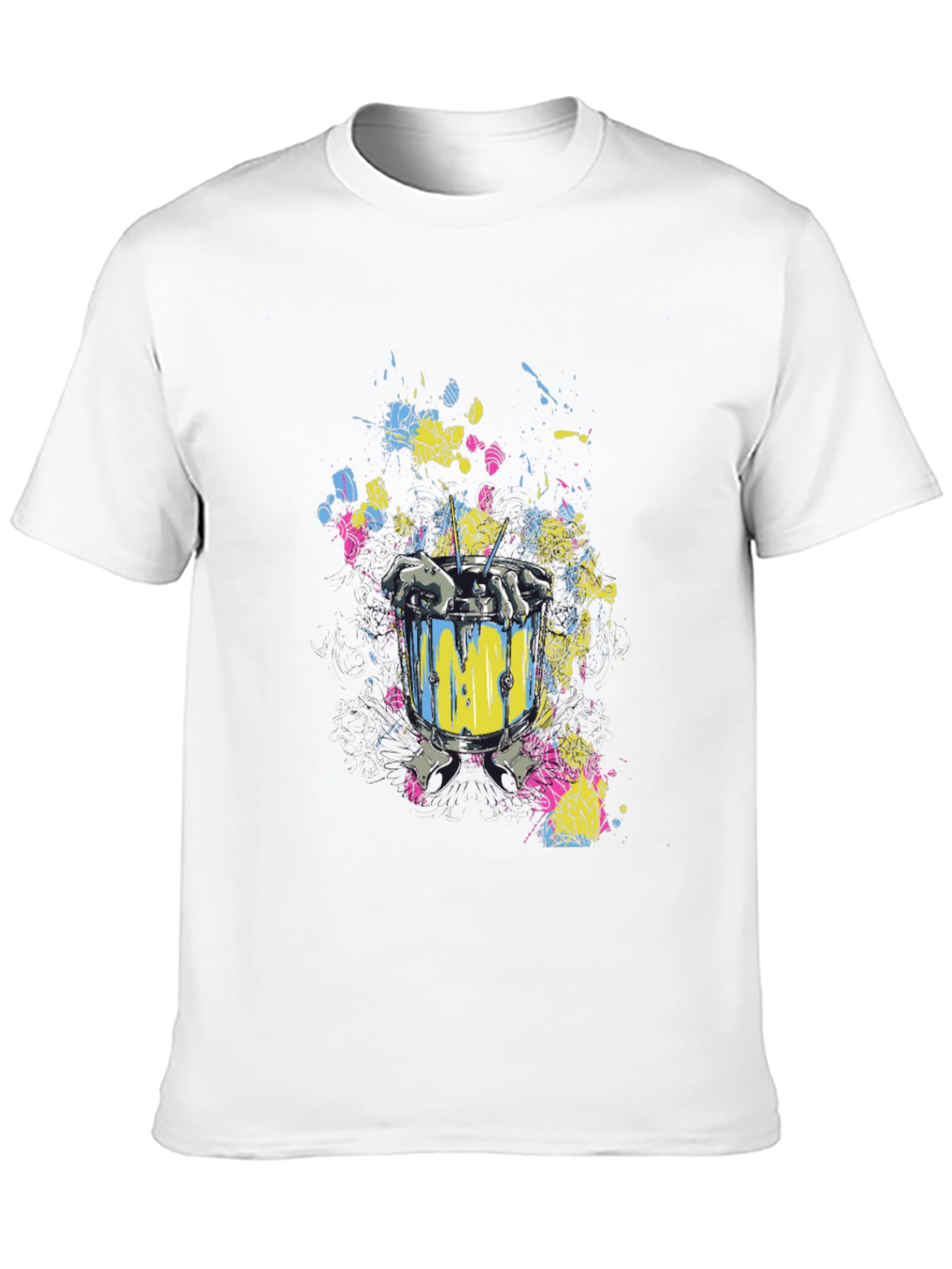 Drum & Skeleton Hands Graphic T-Shirt