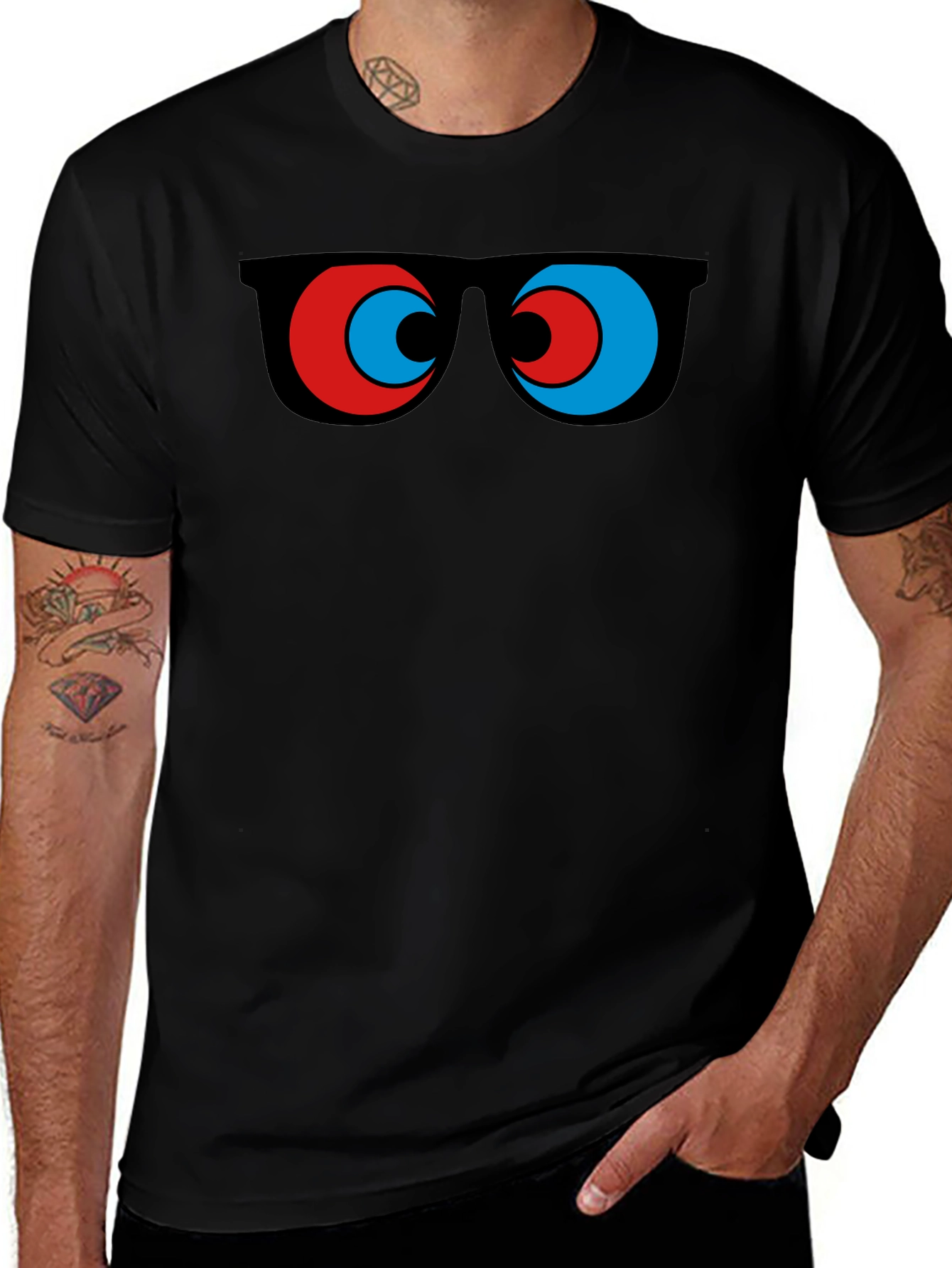 Funny Sunglasses Graphic Tee - Quirky Mens Black T-Shirt