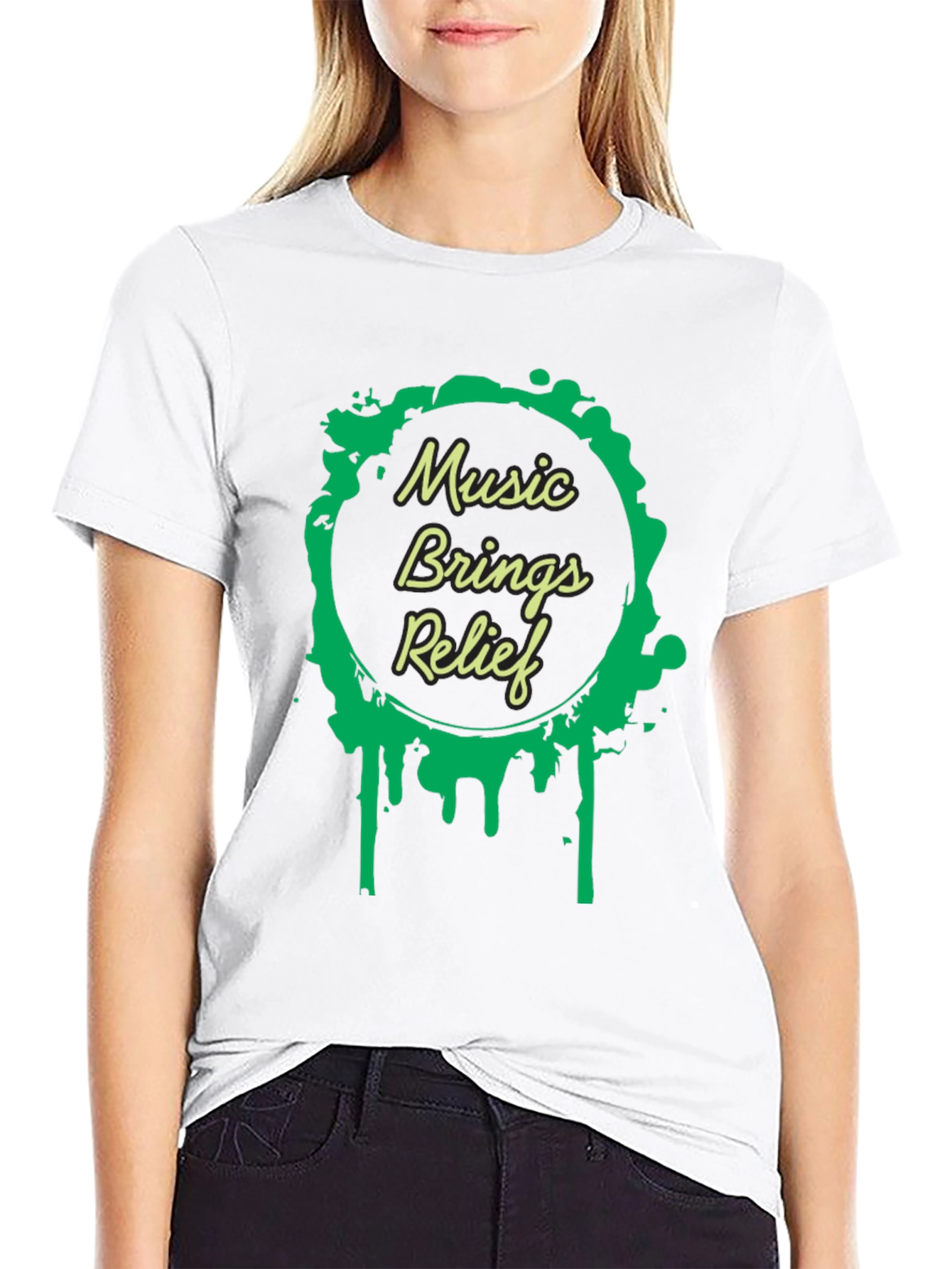 Music Brings Relief Black Graphic Tee