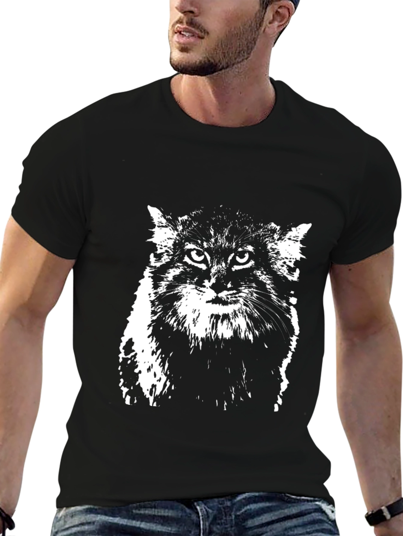Wild Cat Graphic Tee - Unique Animal Shirt