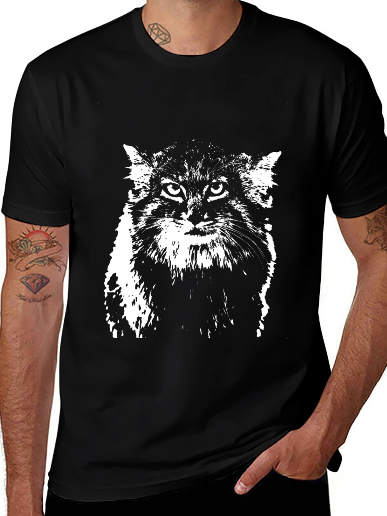 Wild Cat Graphic Tee - Unique Animal Shirt