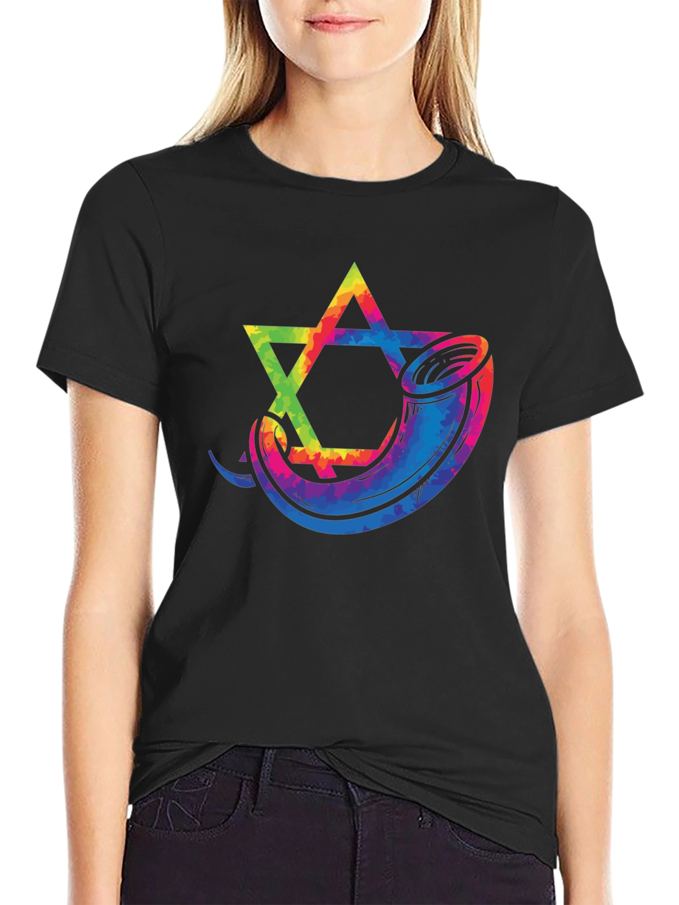 Star of David Shofar Graphic Tee - Black