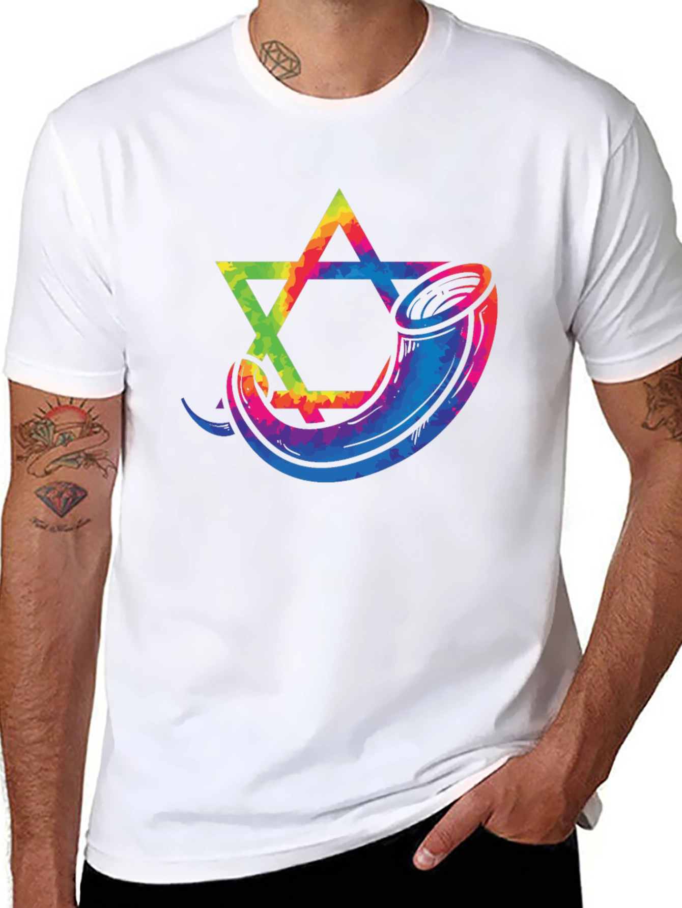 Star of David Shofar Graphic Tee - Black