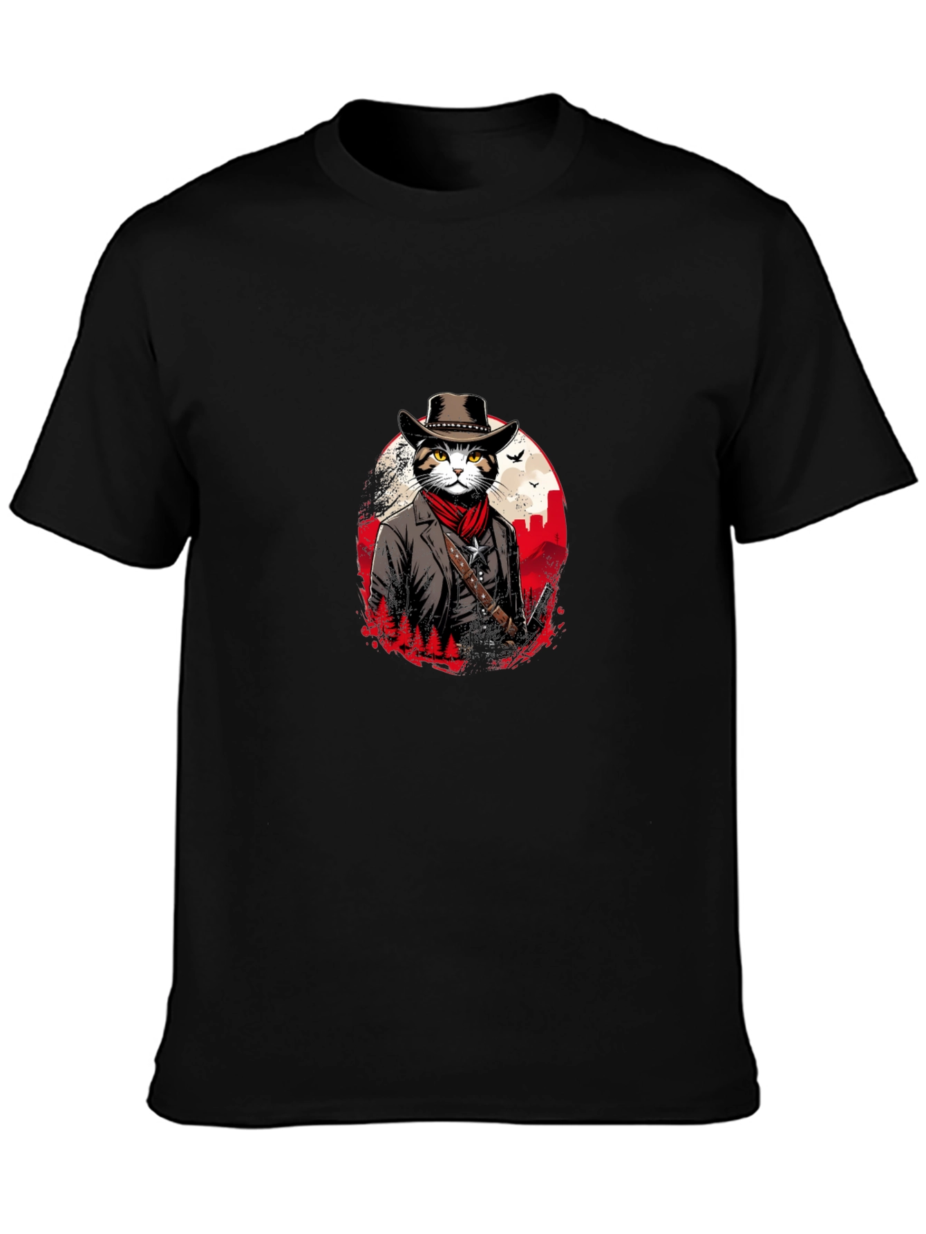 Cool Cat Cowboy T-Shirt - Black