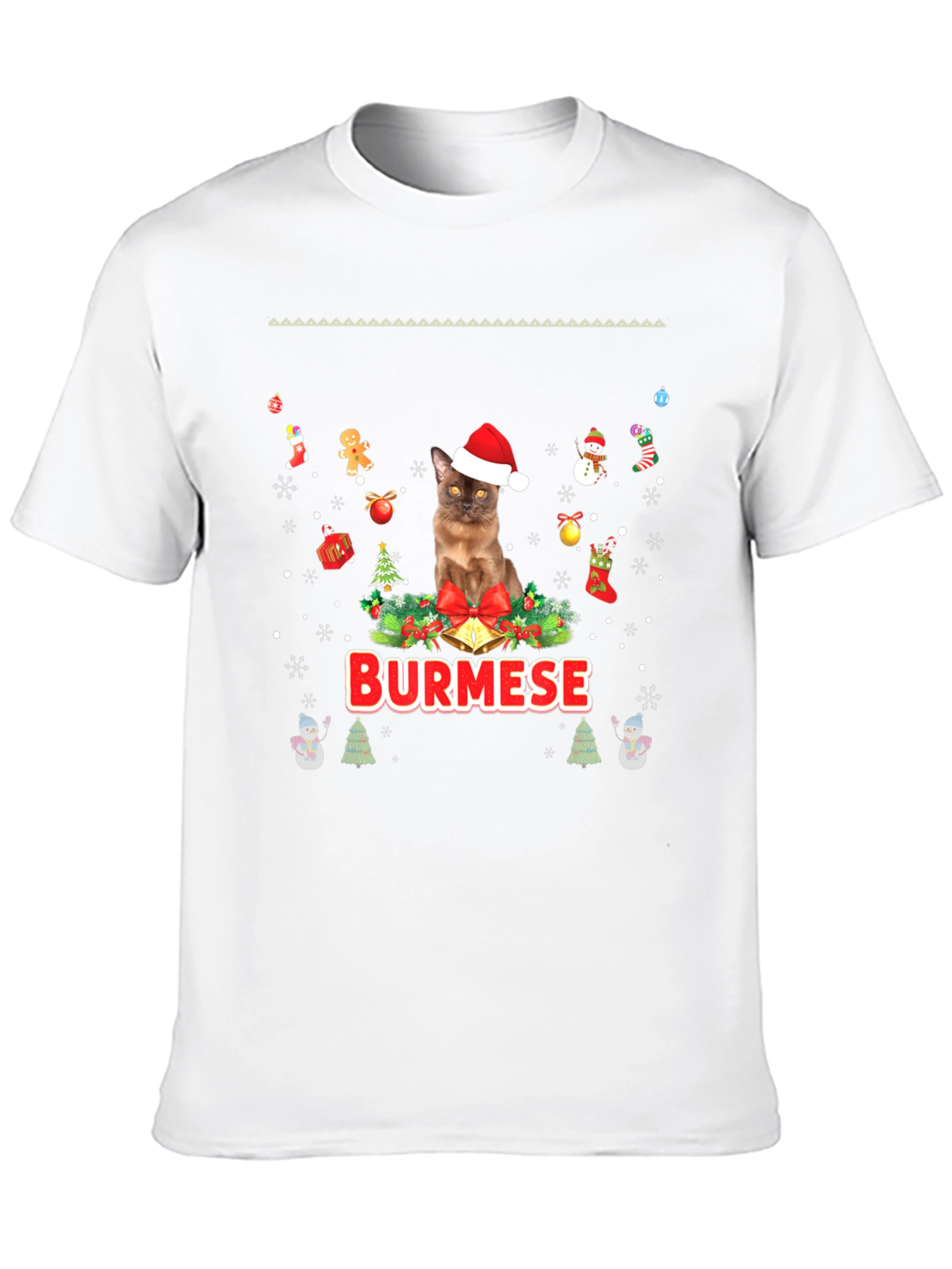 Burmese Cat Christmas T-Shirt Holiday Tee