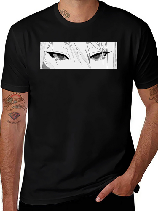 Anime Eyes Graphic Black T-Shirt