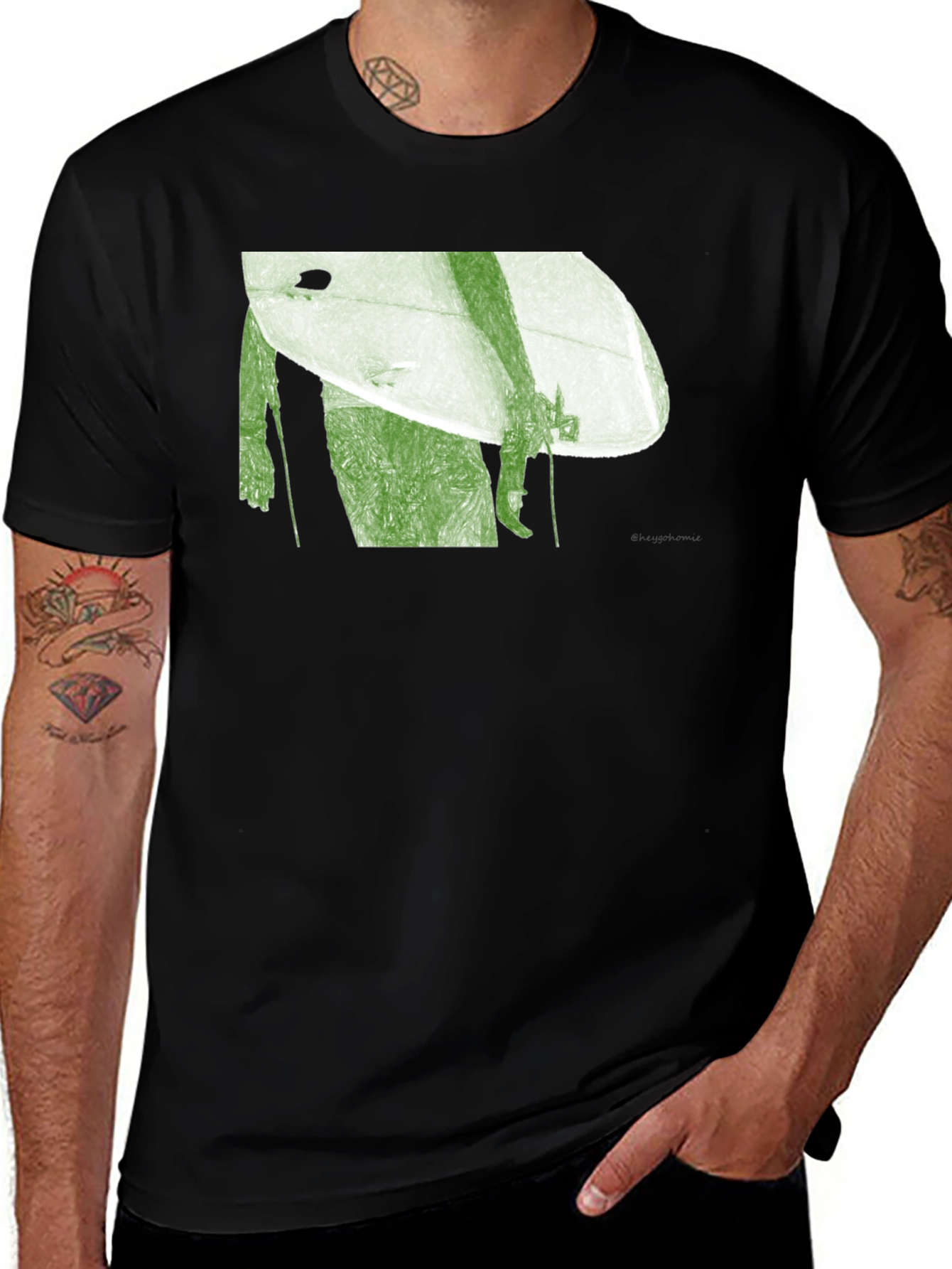 Surfer Graphic Tee - Black Cotton Blend