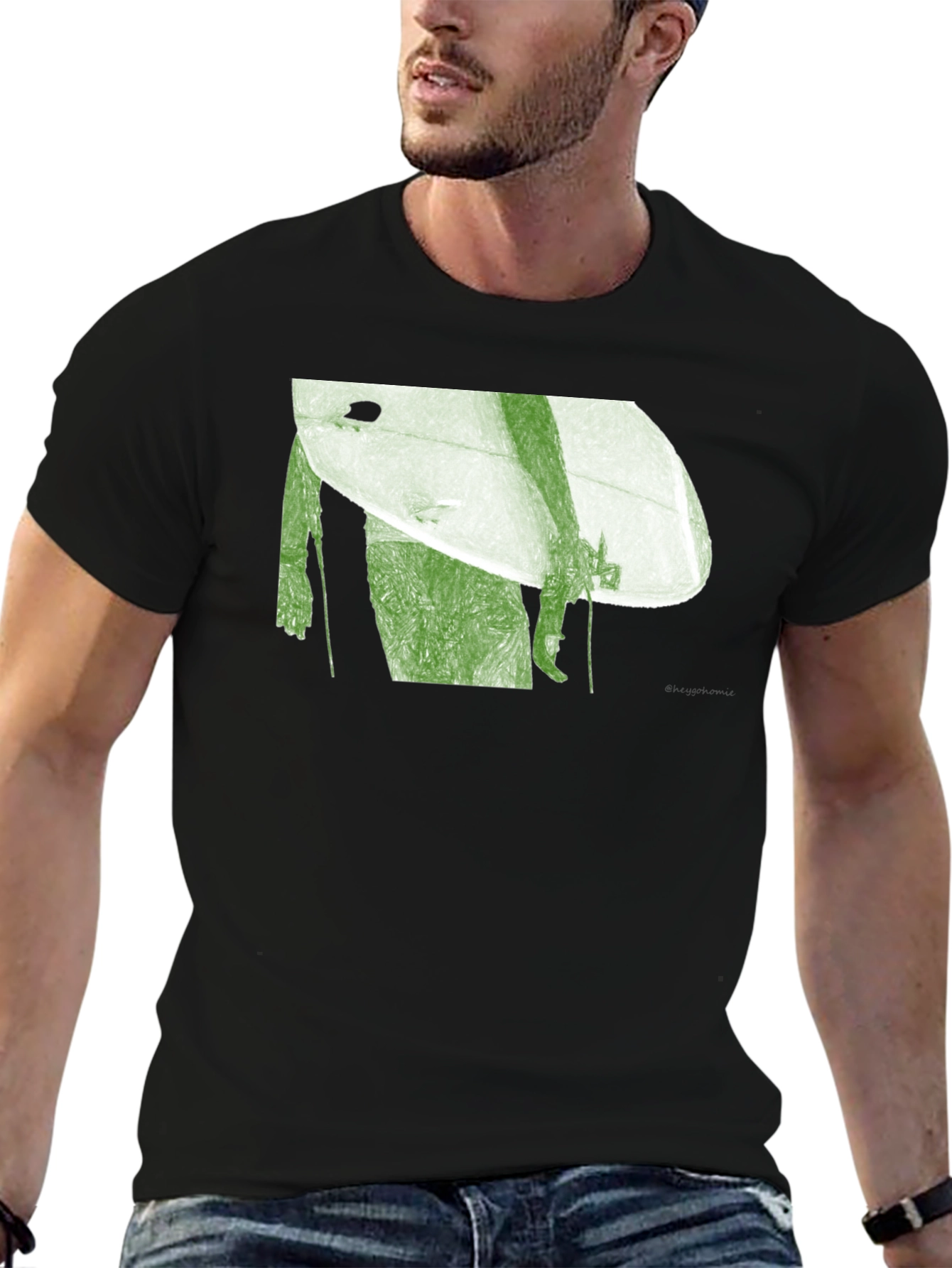 Surfer Graphic Tee - Black Cotton Blend
