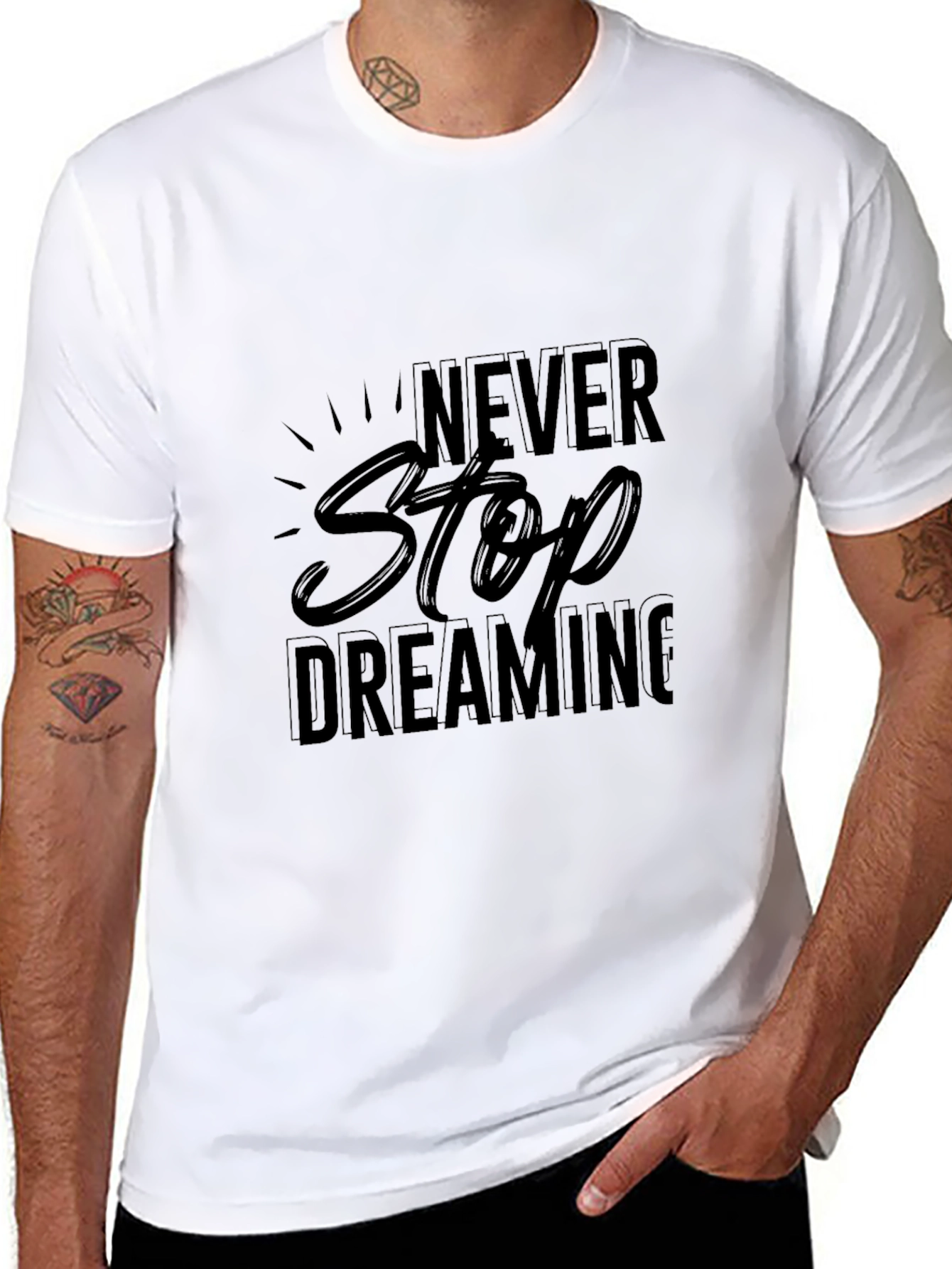 Never Stop Dreaming Black T-Shirt