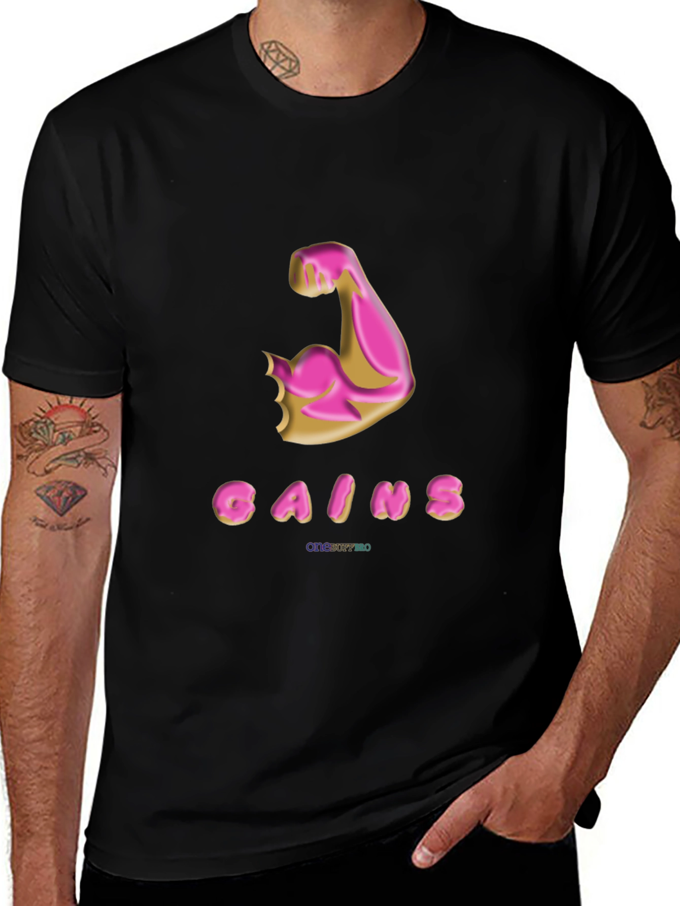Gains Donut Arm Black T-Shirt