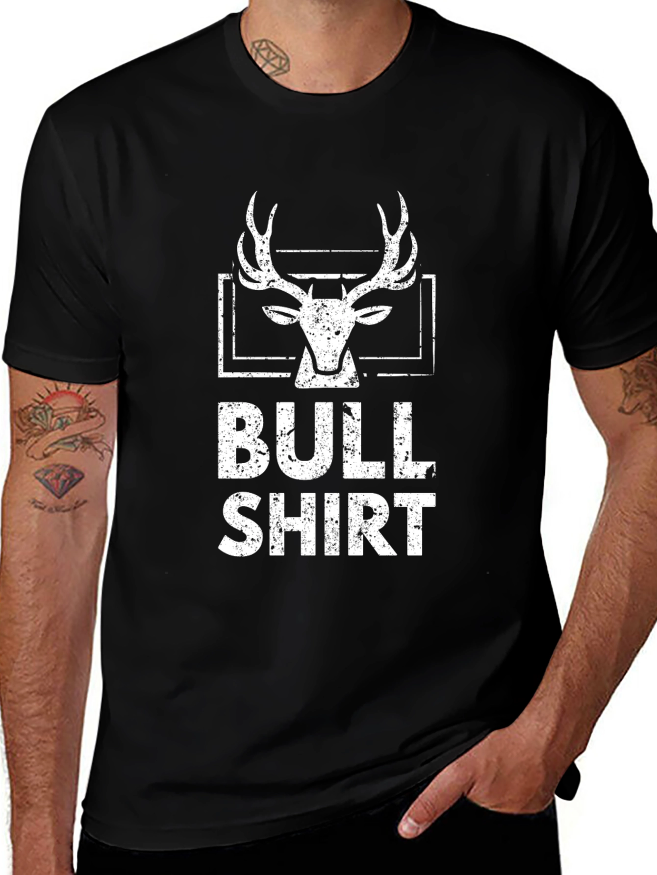 Bull Shirt Black Tee - Hunting Animal Design