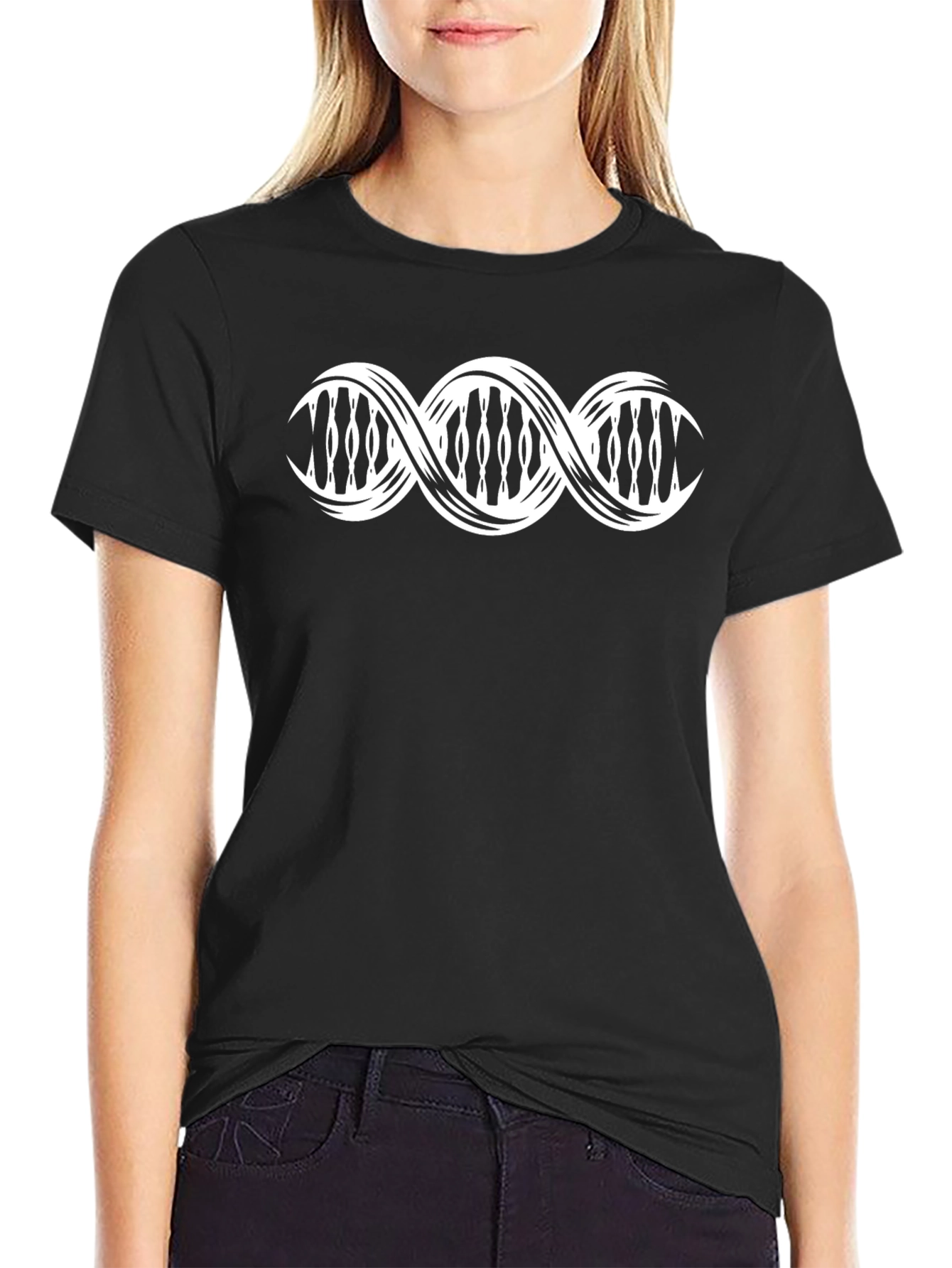 DNA Helix Graphic Print T-Shirt - Stylish Biology Tee