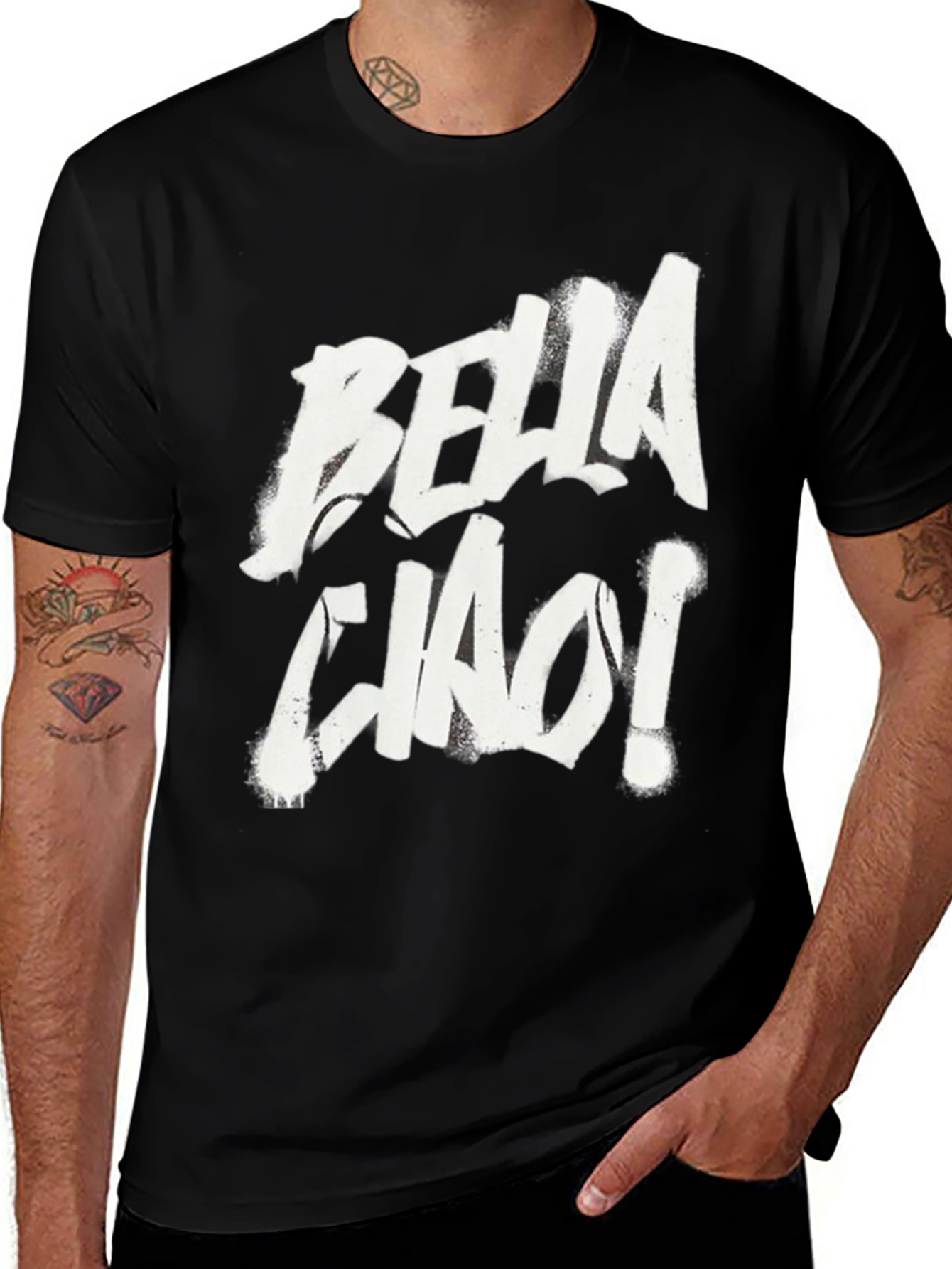 Bella Ciao Graphic Tee - Black Cotton T-Shirt