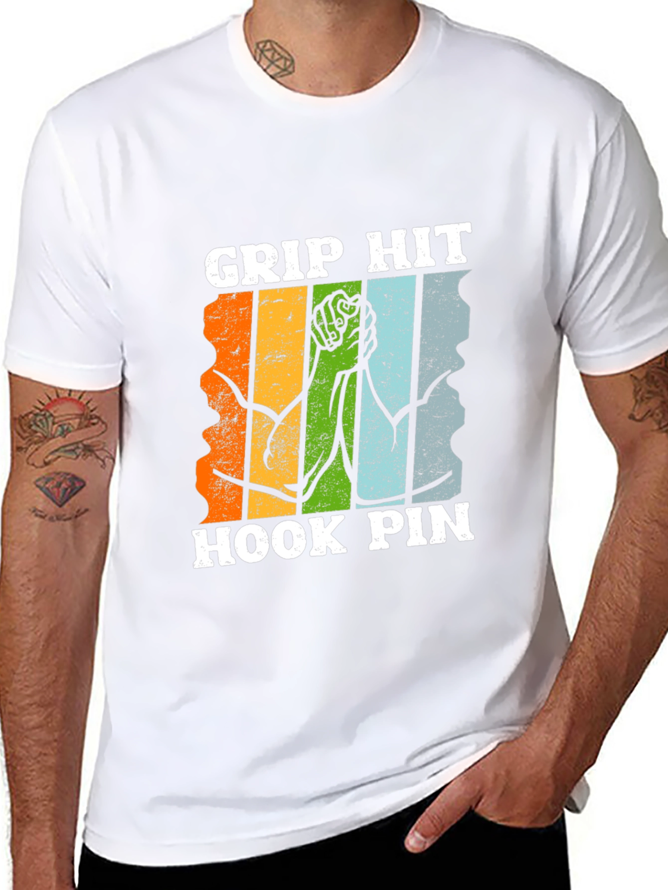 Grip Hit Hook Pin Arm Wrestling T-Shirt