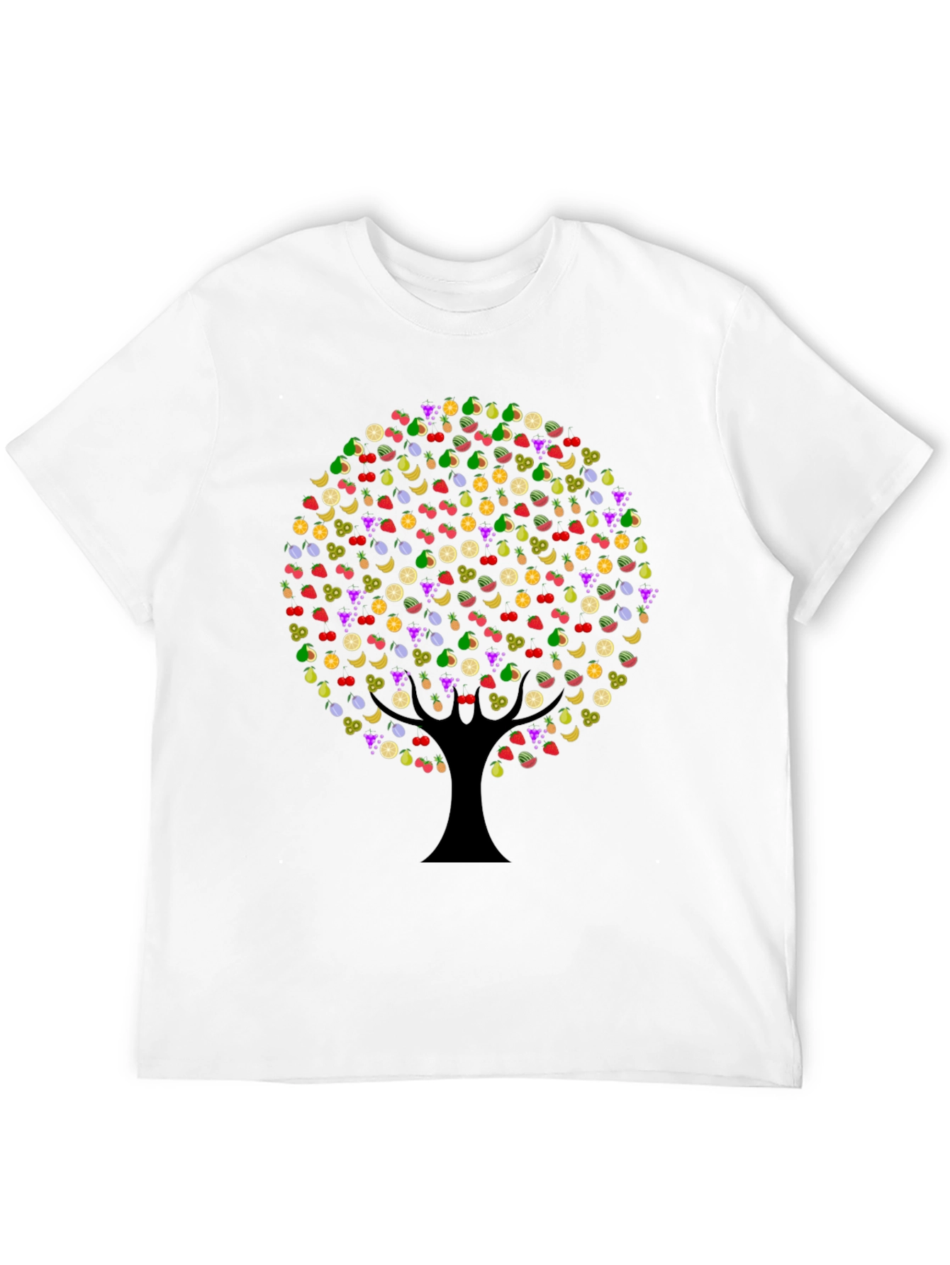 Fruit Tree Graphic Tee - Black Cotton T-Shirt