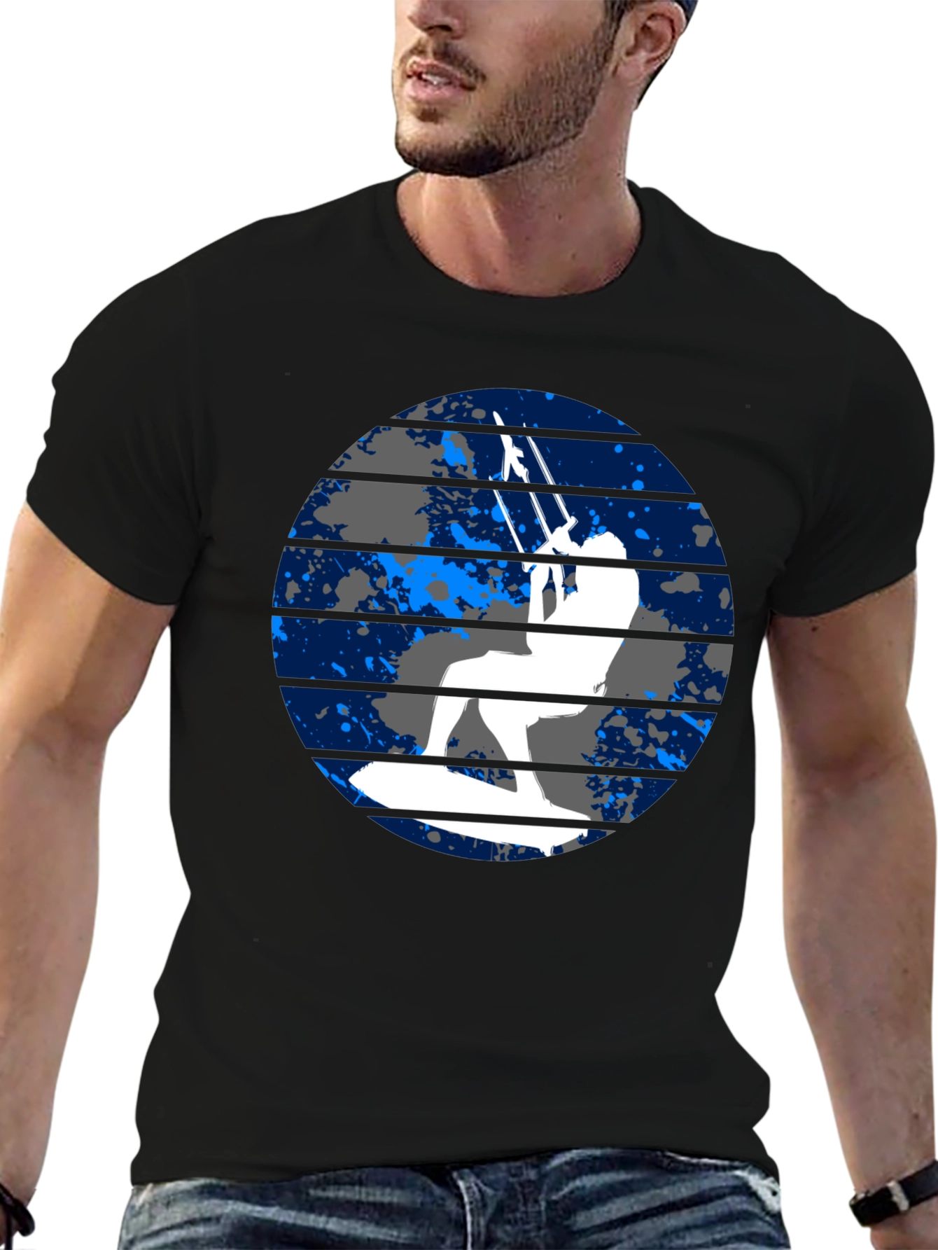 Kitesurfing Graphic Tee - Black Cotton T-Shirt