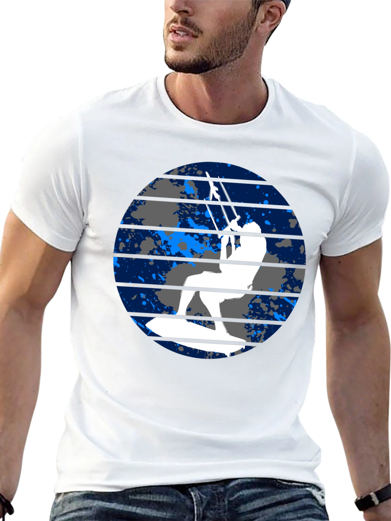 Kitesurfing Graphic Tee - Black Cotton T-Shirt