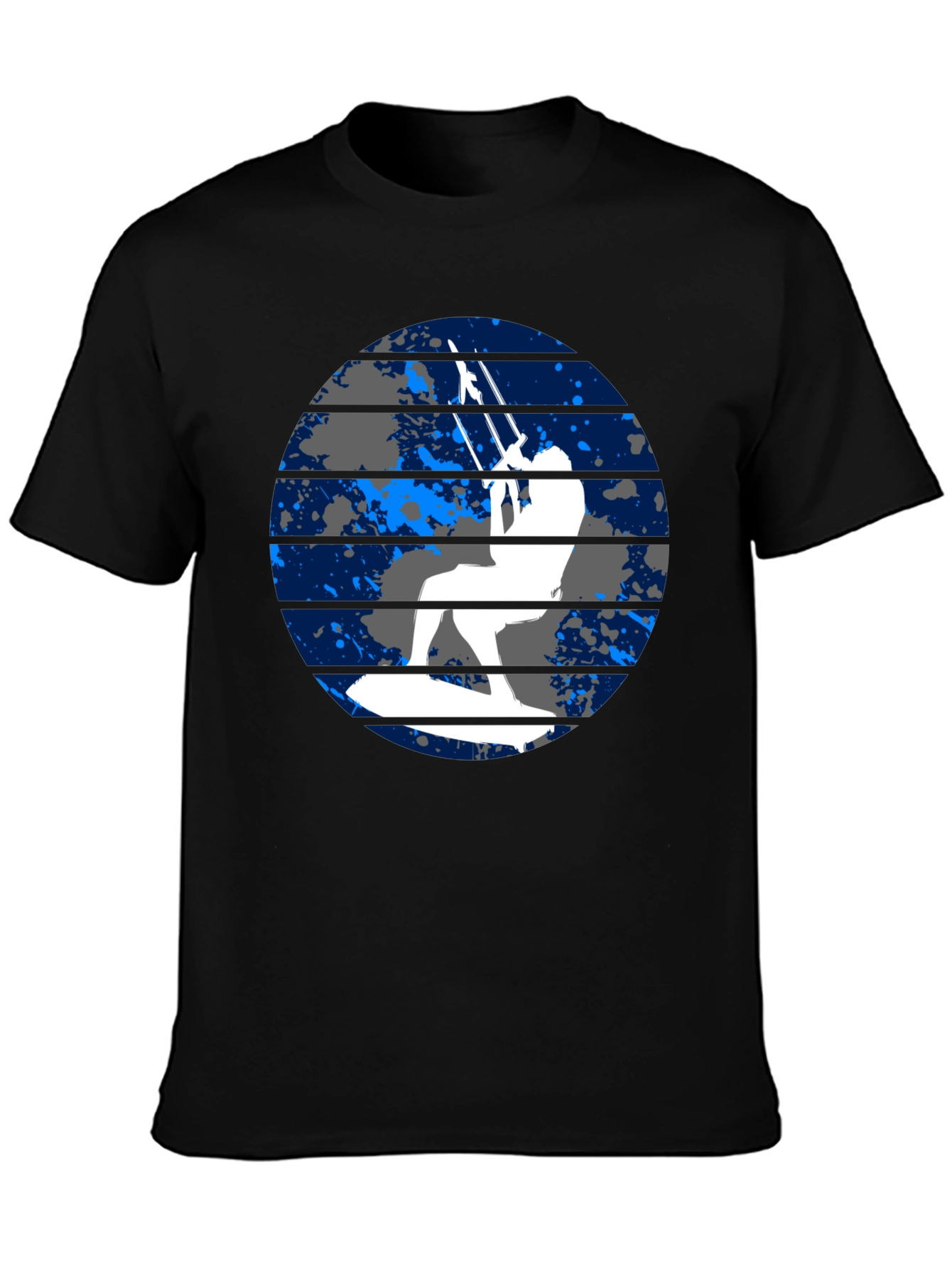 Kitesurfing Graphic Tee - Black Cotton T-Shirt