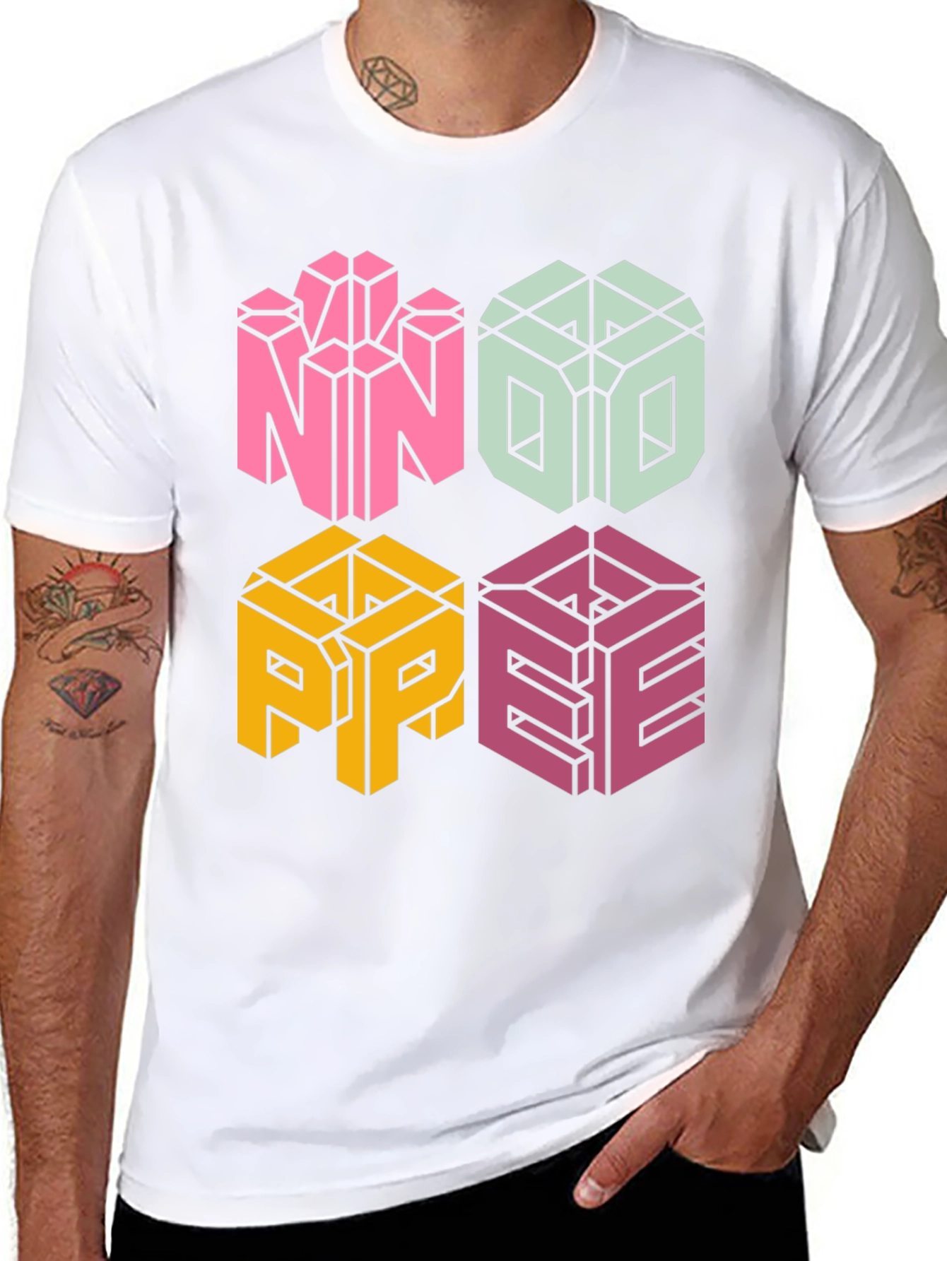 Novelty NOPE T-Shirt - Geometric Block Letter Design