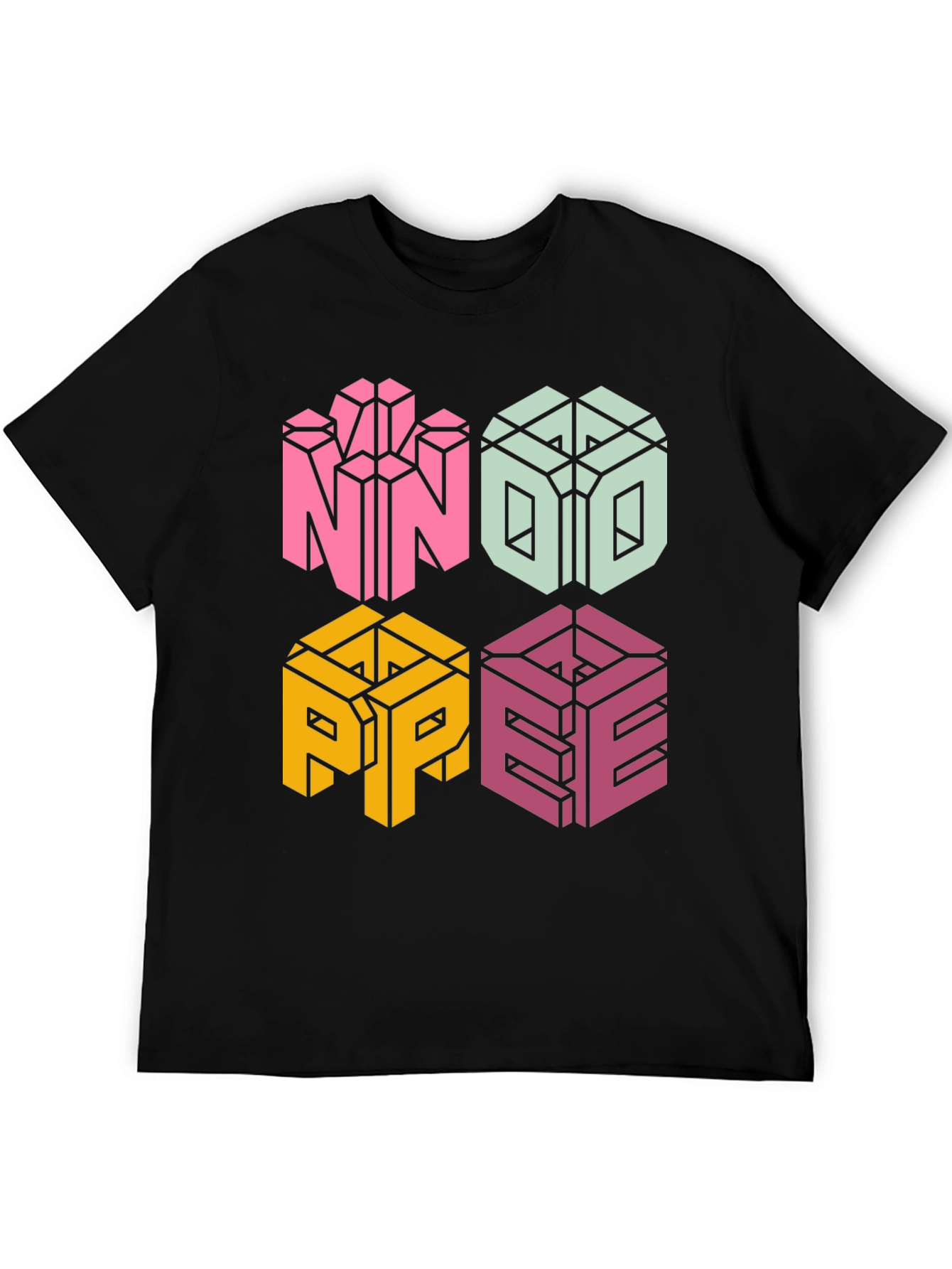 Novelty NOPE T-Shirt - Geometric Block Letter Design