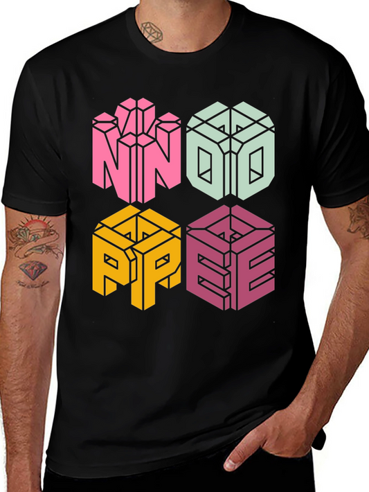 Novelty NOPE T-Shirt - Geometric Block Letter Design