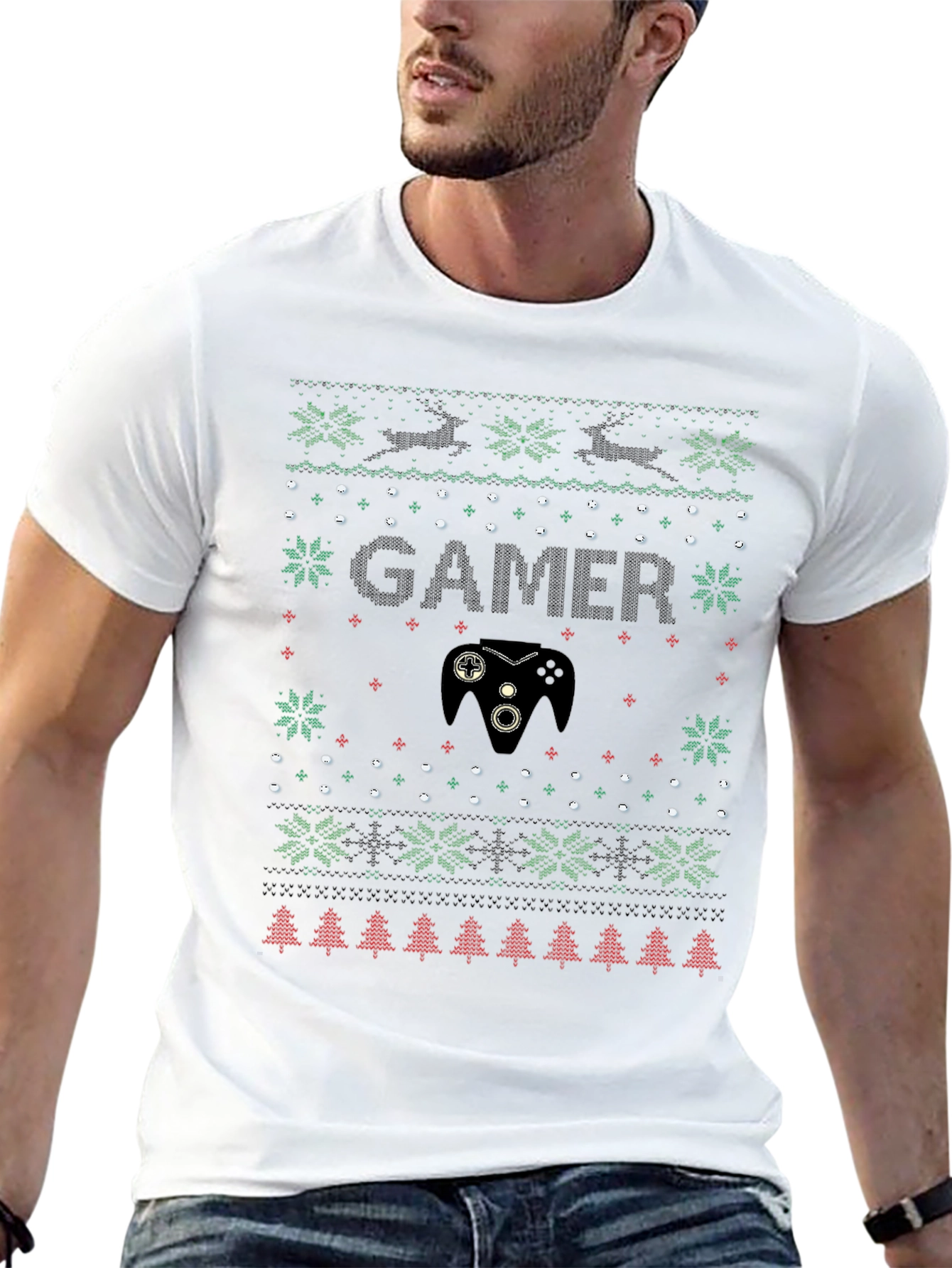 Gamer Ugly Christmas Sweater T-Shirt - Holiday Gaming Tee