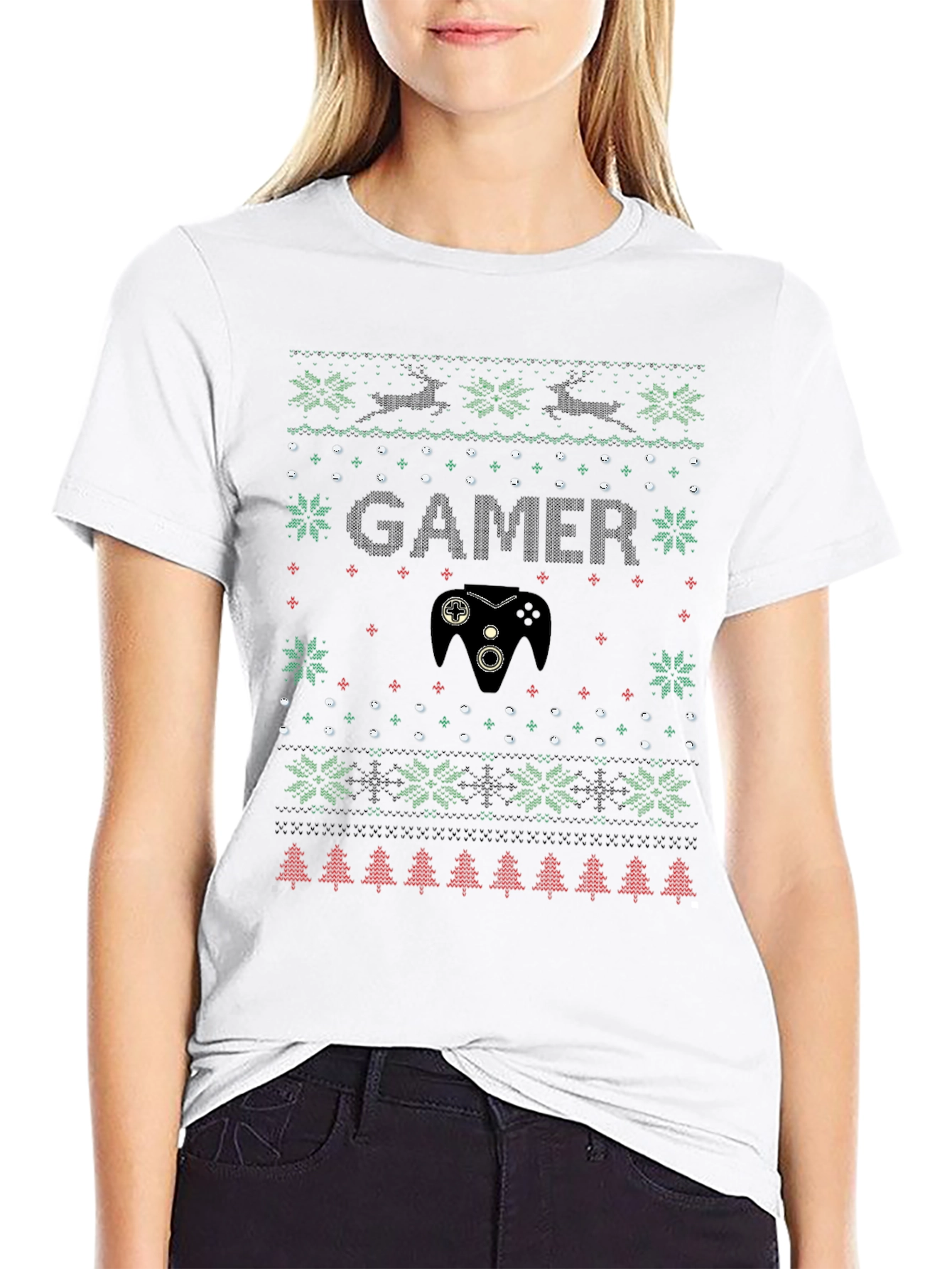 Gamer Ugly Christmas Sweater T-Shirt - Holiday Gaming Tee
