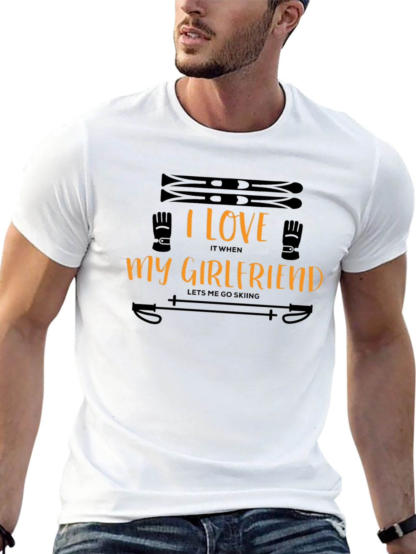 I Love My Girlfriend Skiing T-Shirt