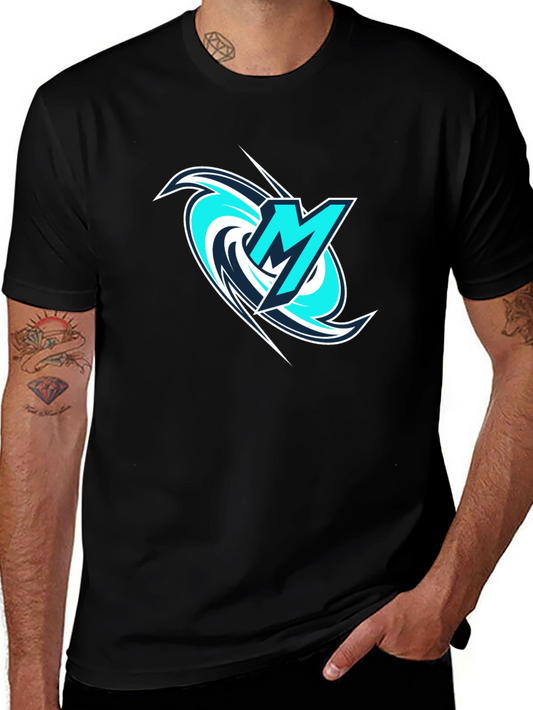 Mens Black Tee with Stylish M Logo