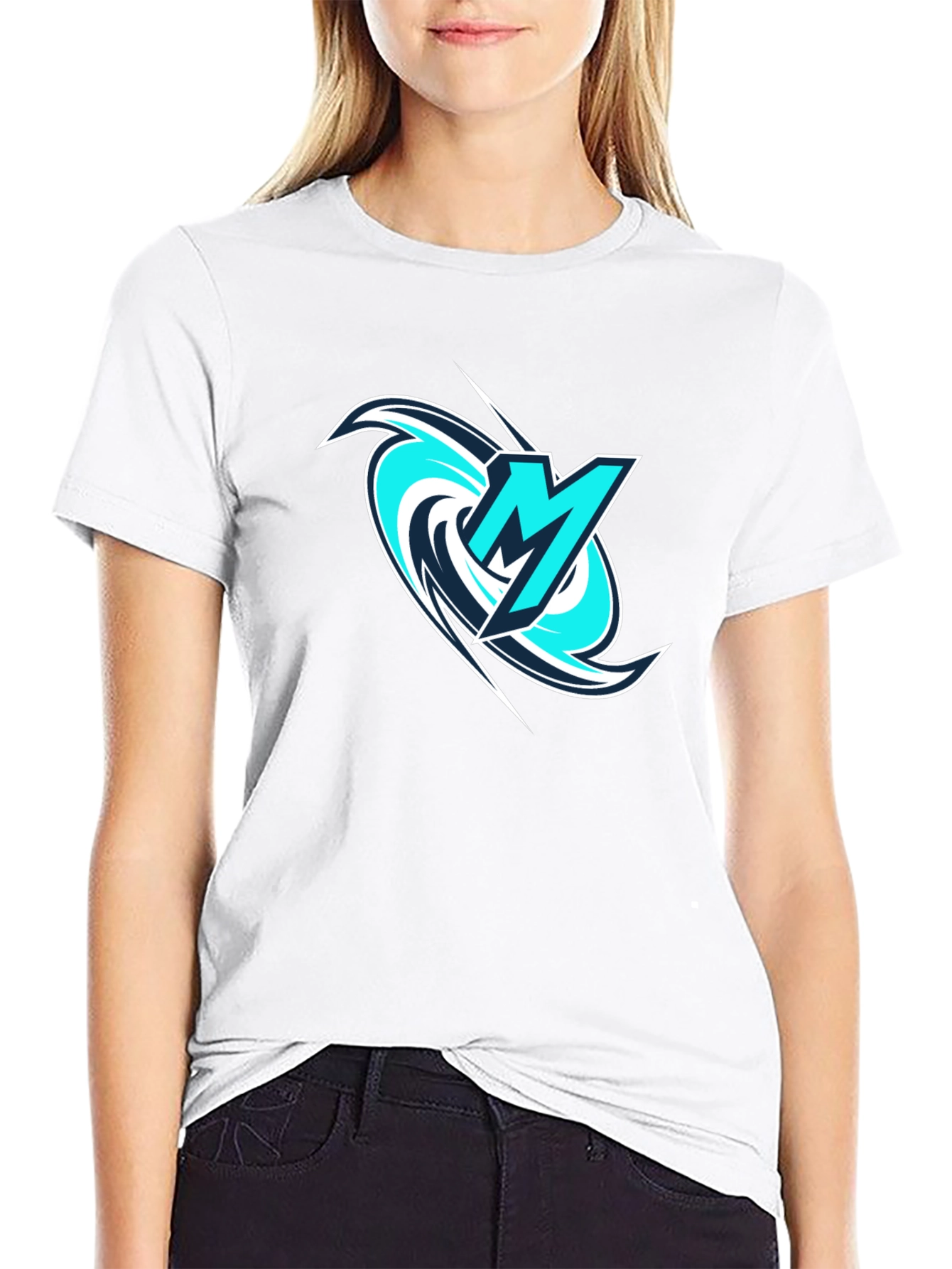 Mens Black Tee with Stylish M Logo