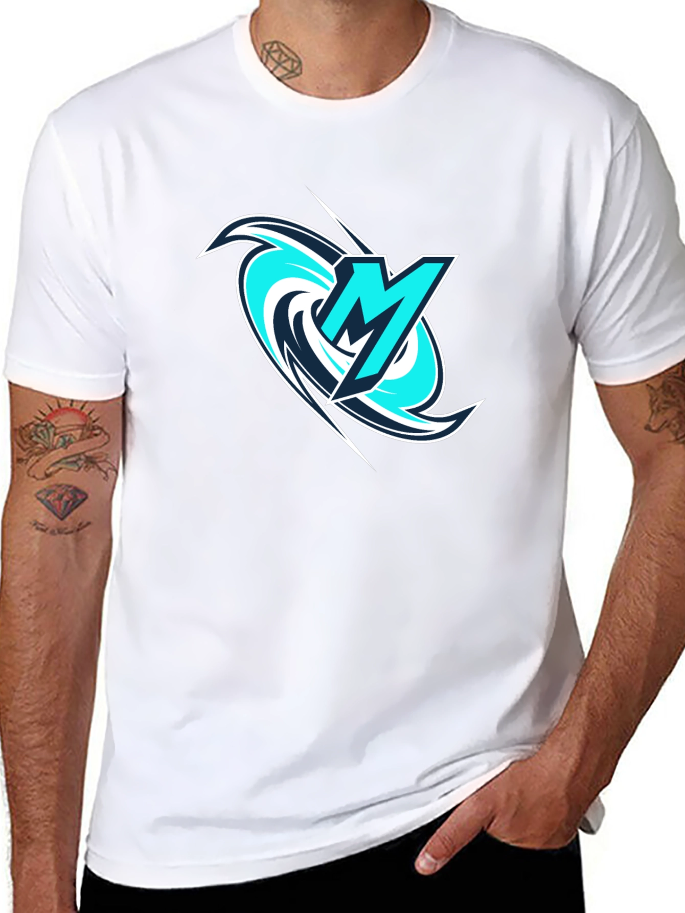 Mens Black Tee with Stylish M Logo