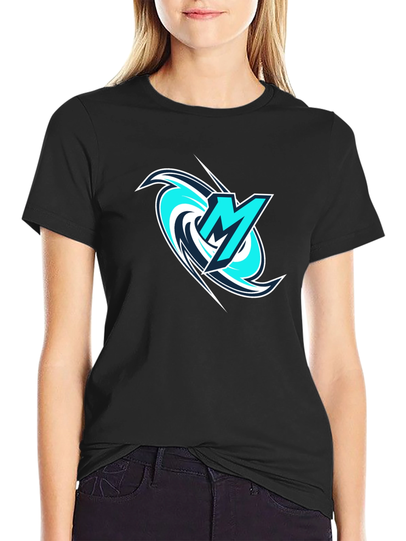 Mens Black Tee with Stylish M Logo