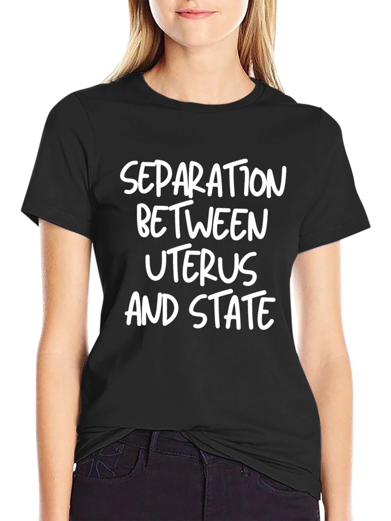 Separation Between Uterus and State Black T-Shirt