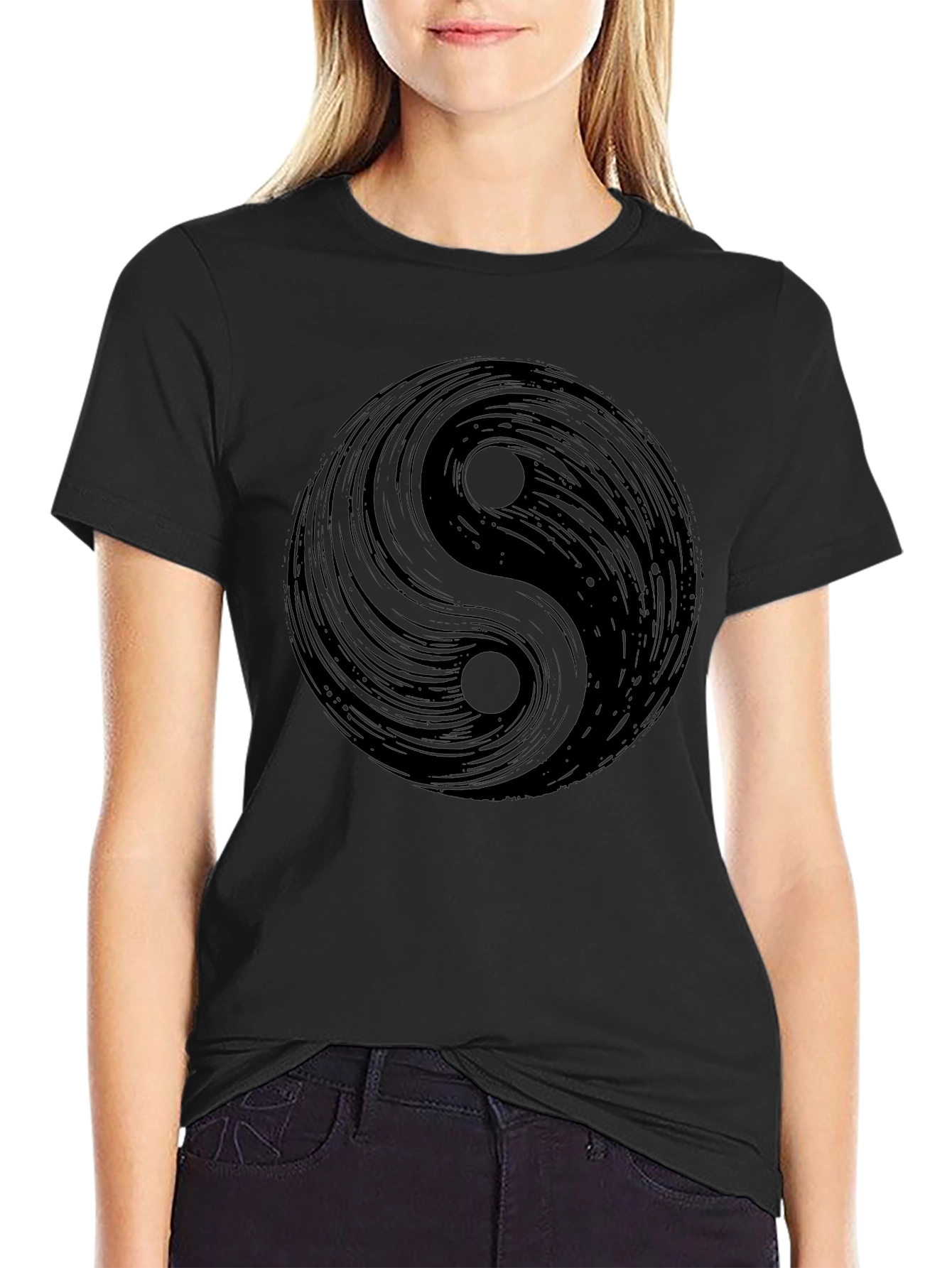 Yin Yang Graphic Tee - Black Cotton Comfort