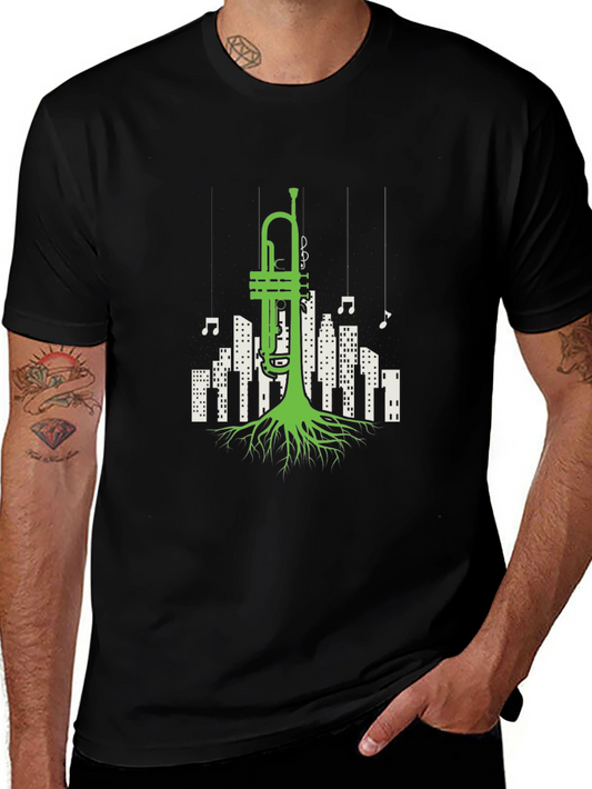 Jazz Roots T-Shirt - Trumpet Cityscape Design
