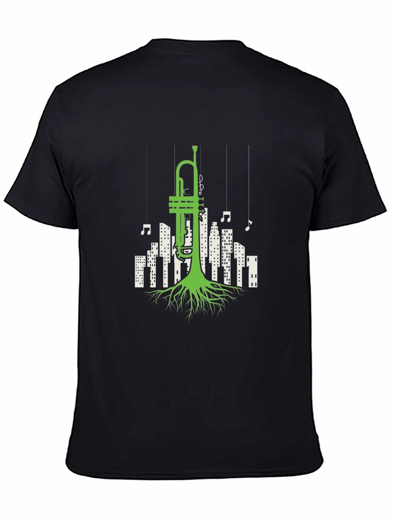 Jazz Roots T-Shirt - Trumpet Cityscape Design