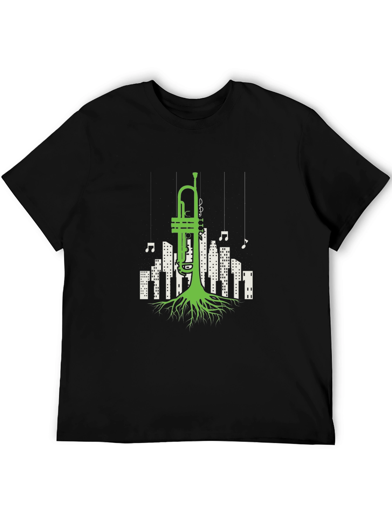 Jazz Roots T-Shirt - Trumpet Cityscape Design