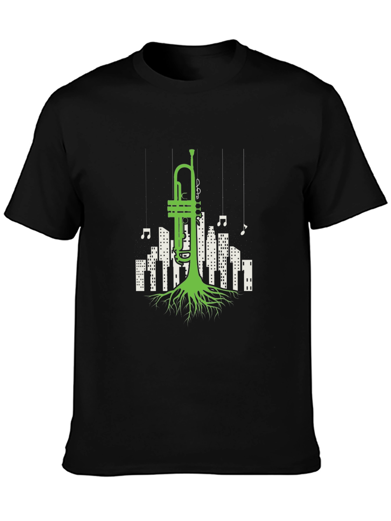 Jazz Roots T-Shirt - Trumpet Cityscape Design