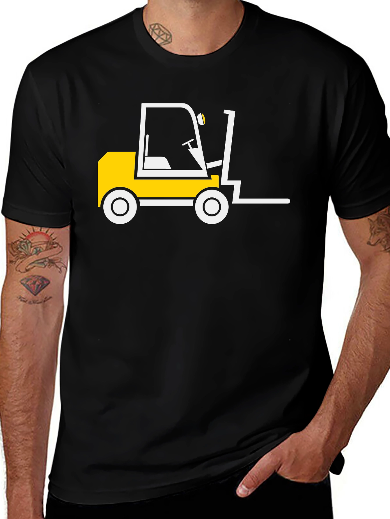 Forklift Graphic Tee - Black Cotton T-Shirt