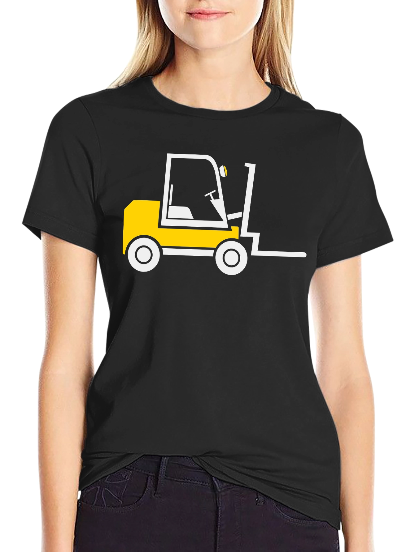 Forklift Graphic Tee - Black Cotton T-Shirt