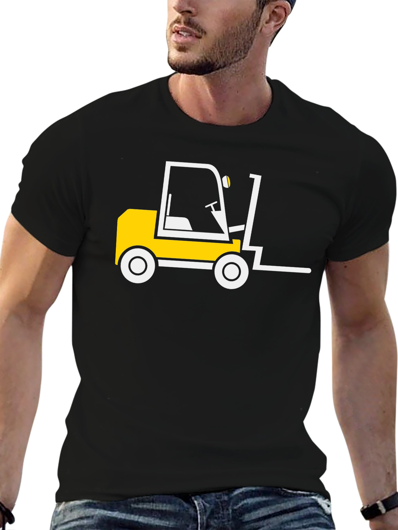 Forklift Graphic Tee - Black Cotton T-Shirt