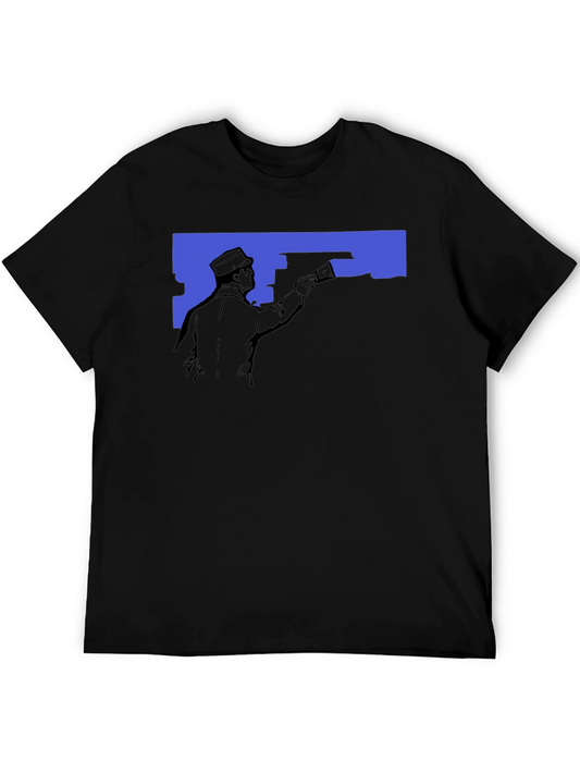 Retro Painter Graphic T-Shirt - Black Crew Neck Tee