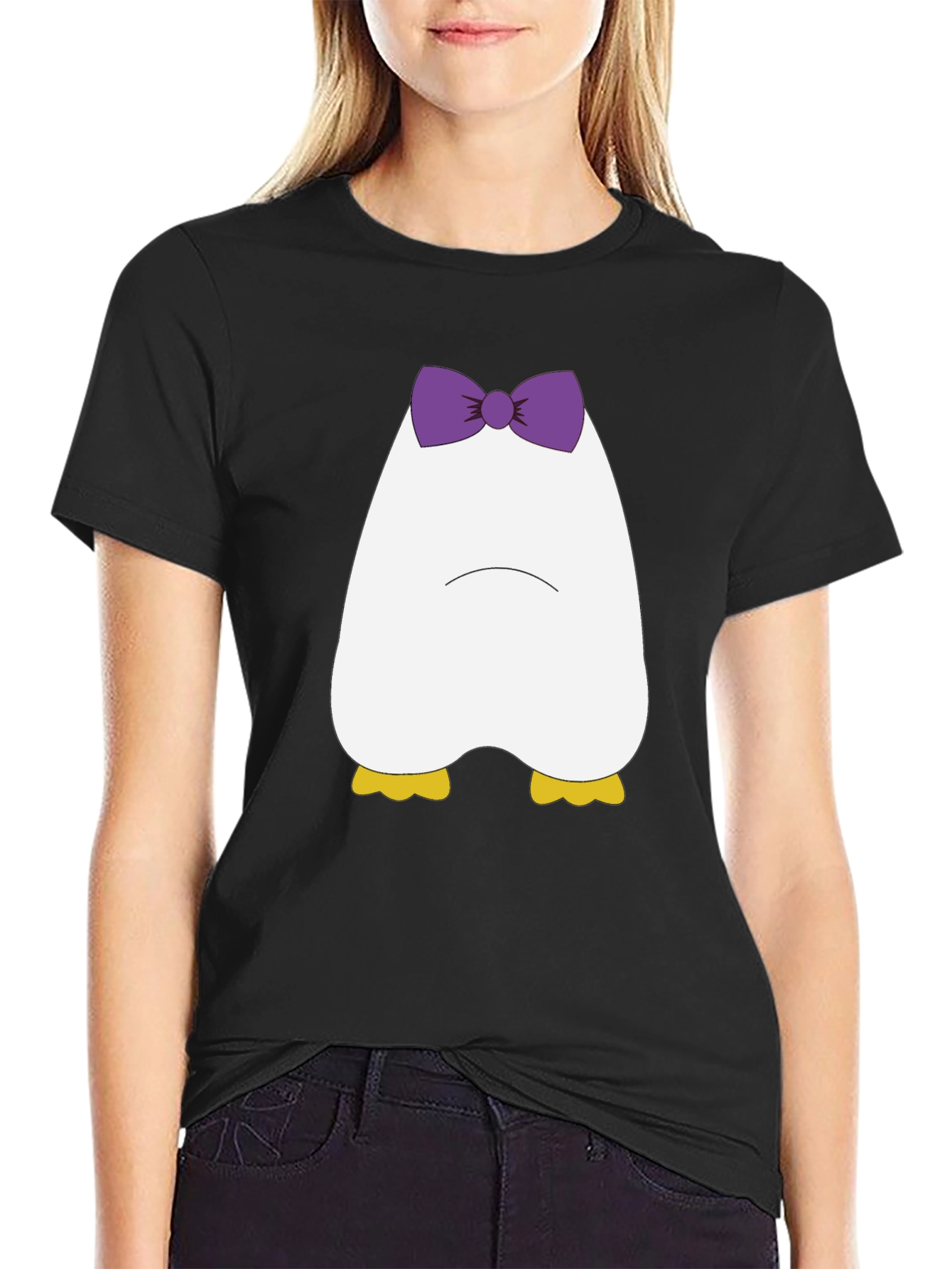 Cute Cartoon Duck T-Shirt - Black