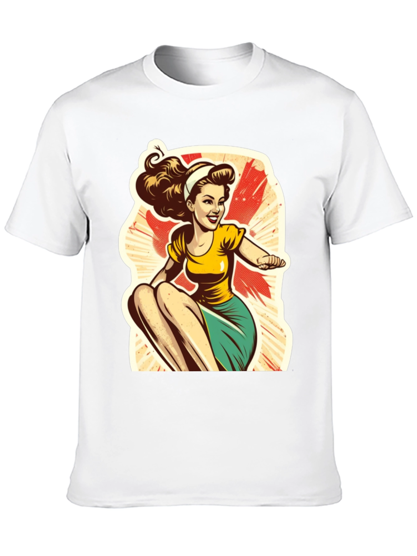 Retro Cartoon Pin-Up Girl Graphic T-Shirt