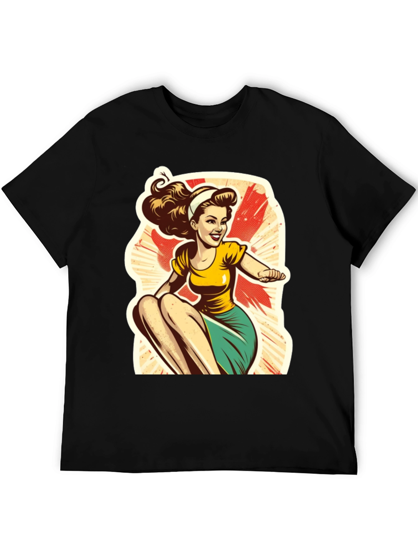Retro Cartoon Pin-Up Girl Graphic T-Shirt