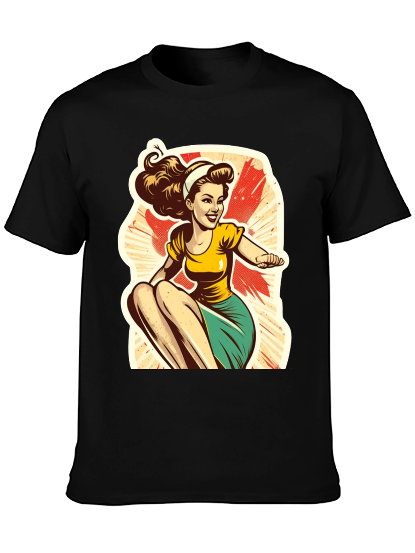 Retro Cartoon Pin-Up Girl Graphic T-Shirt