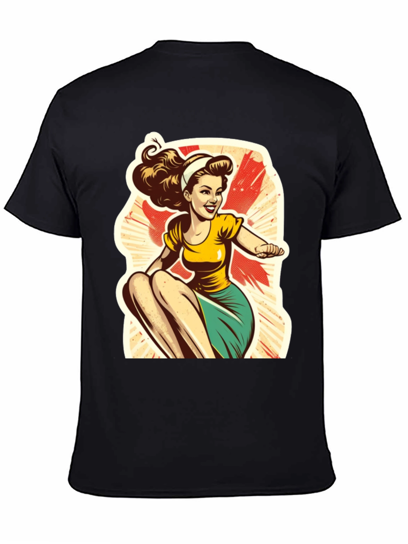 Retro Cartoon Pin-Up Girl Graphic T-Shirt