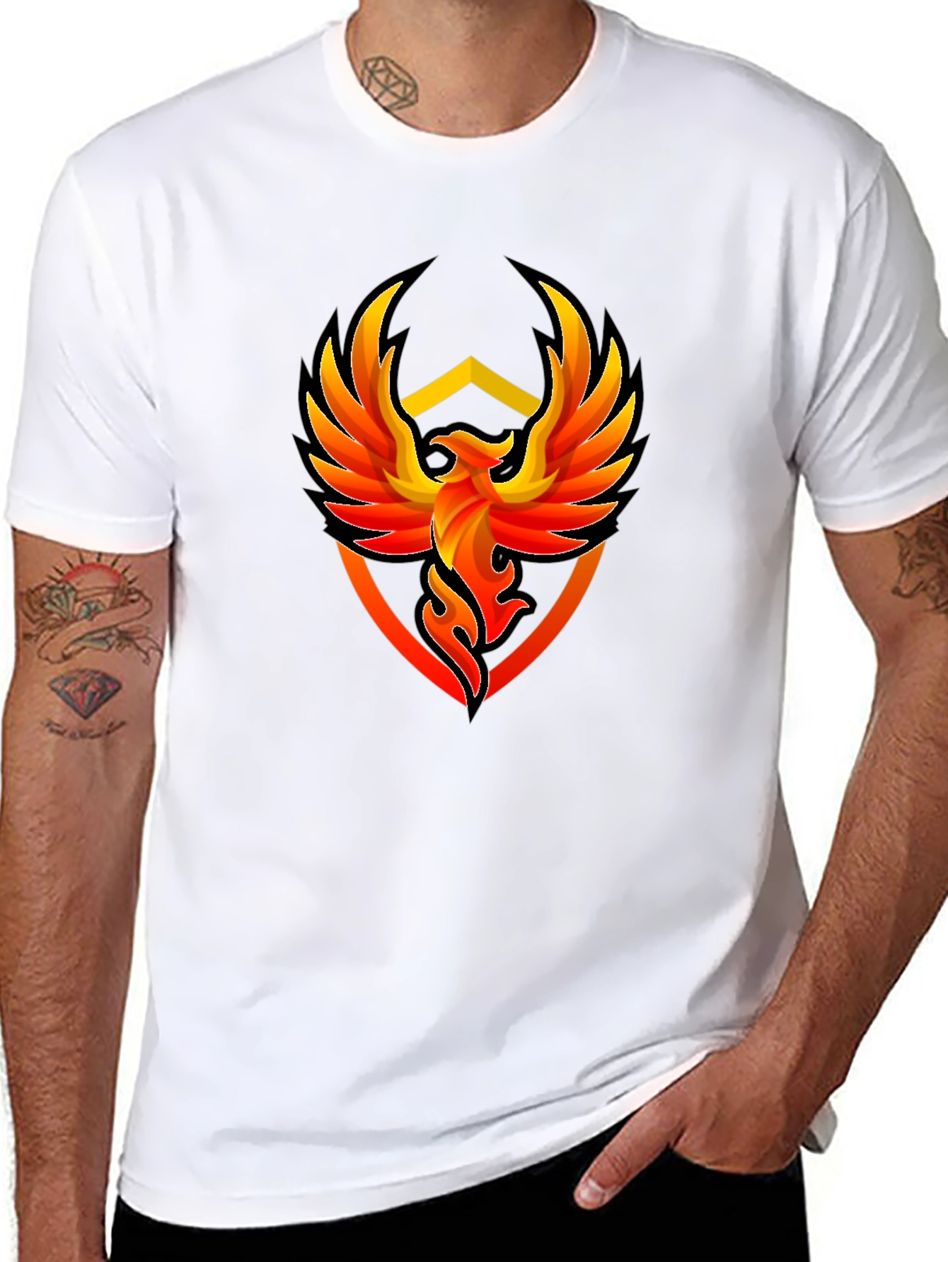 Phoenix Emblem Graphic Tee - Black Cotton T-Shirt