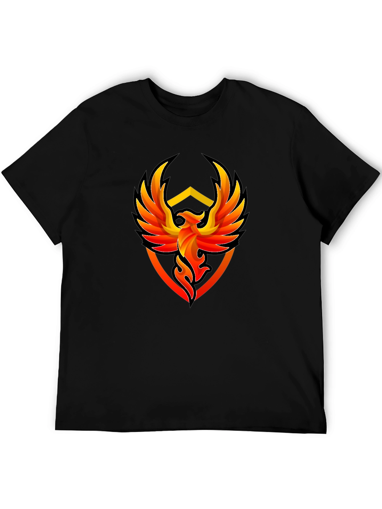 Phoenix Emblem Graphic Tee - Black Cotton T-Shirt